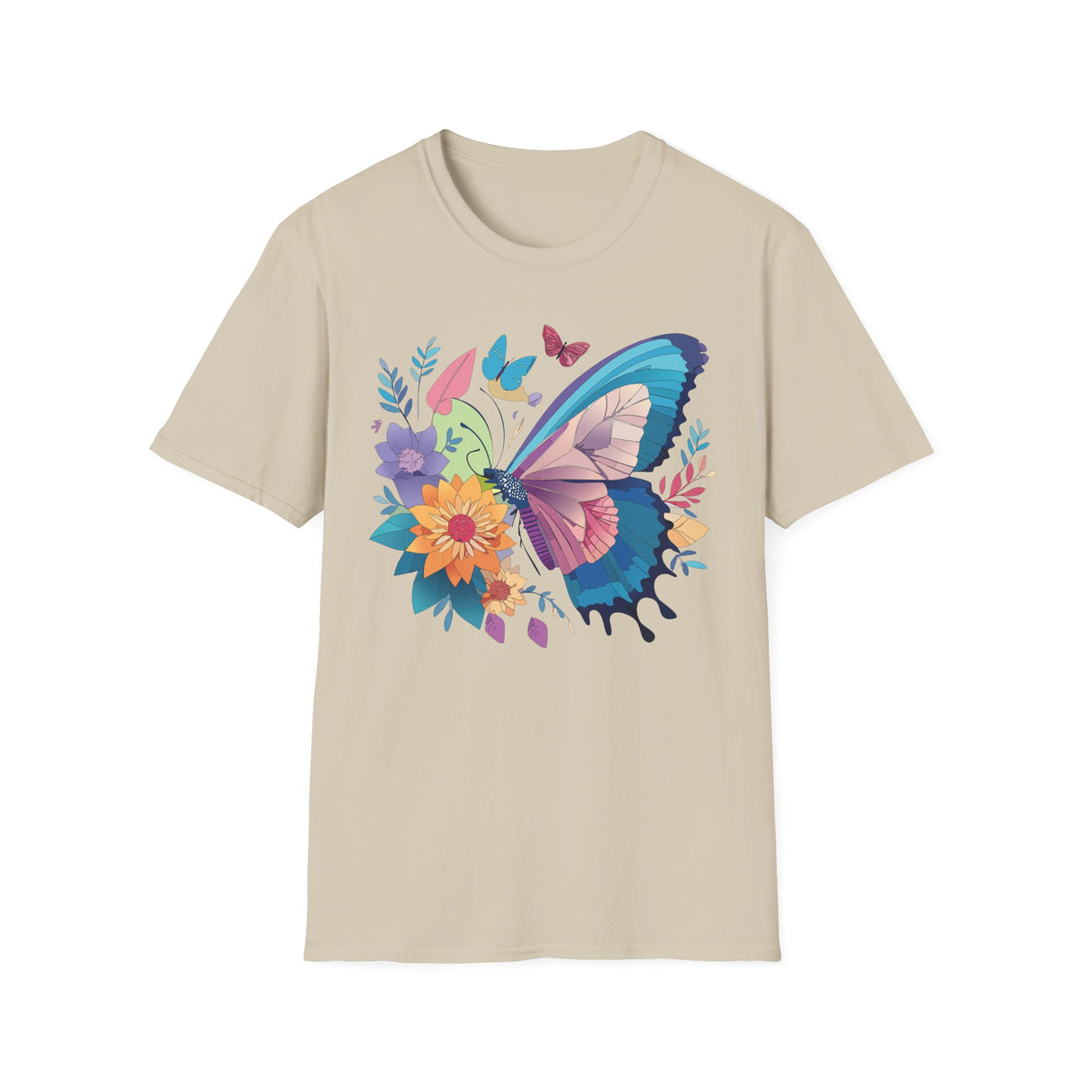 Watercolor Butterfly Floral Graphic Design Unisex 100 Cotton Gildan T-Shirt