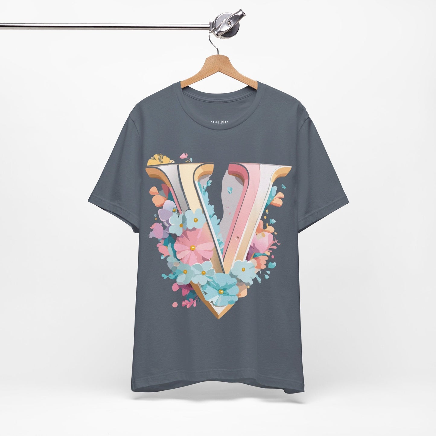 Letter V Graphic Tee Unisex Jersey Short Sleeve Vintage Inspired Art Design