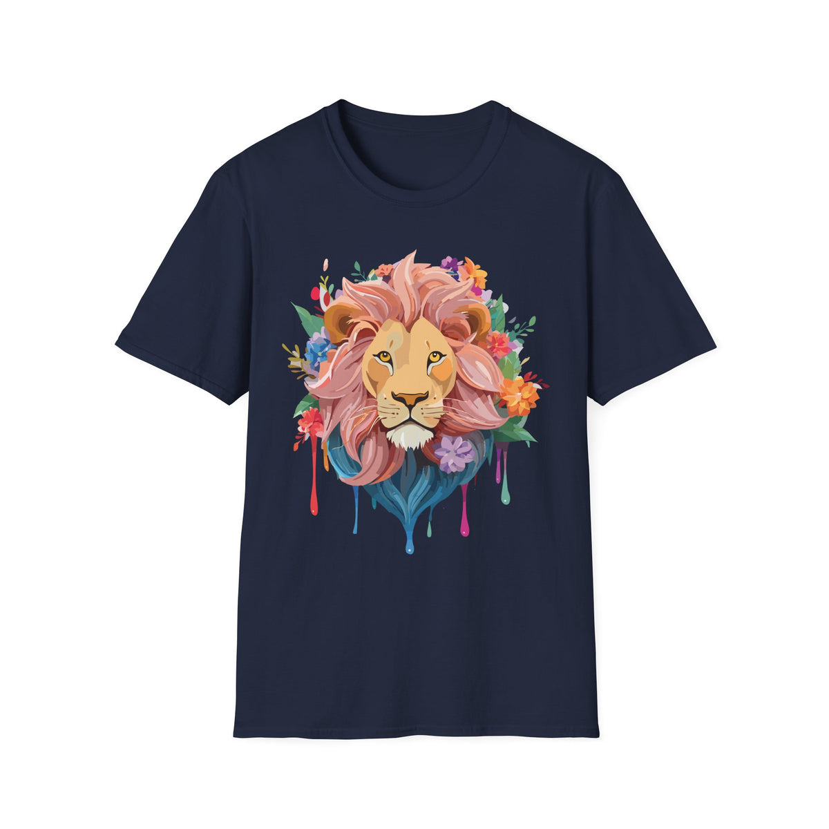 Floral Watercolor Lion T-Shirt | Colorful Mane Illustration