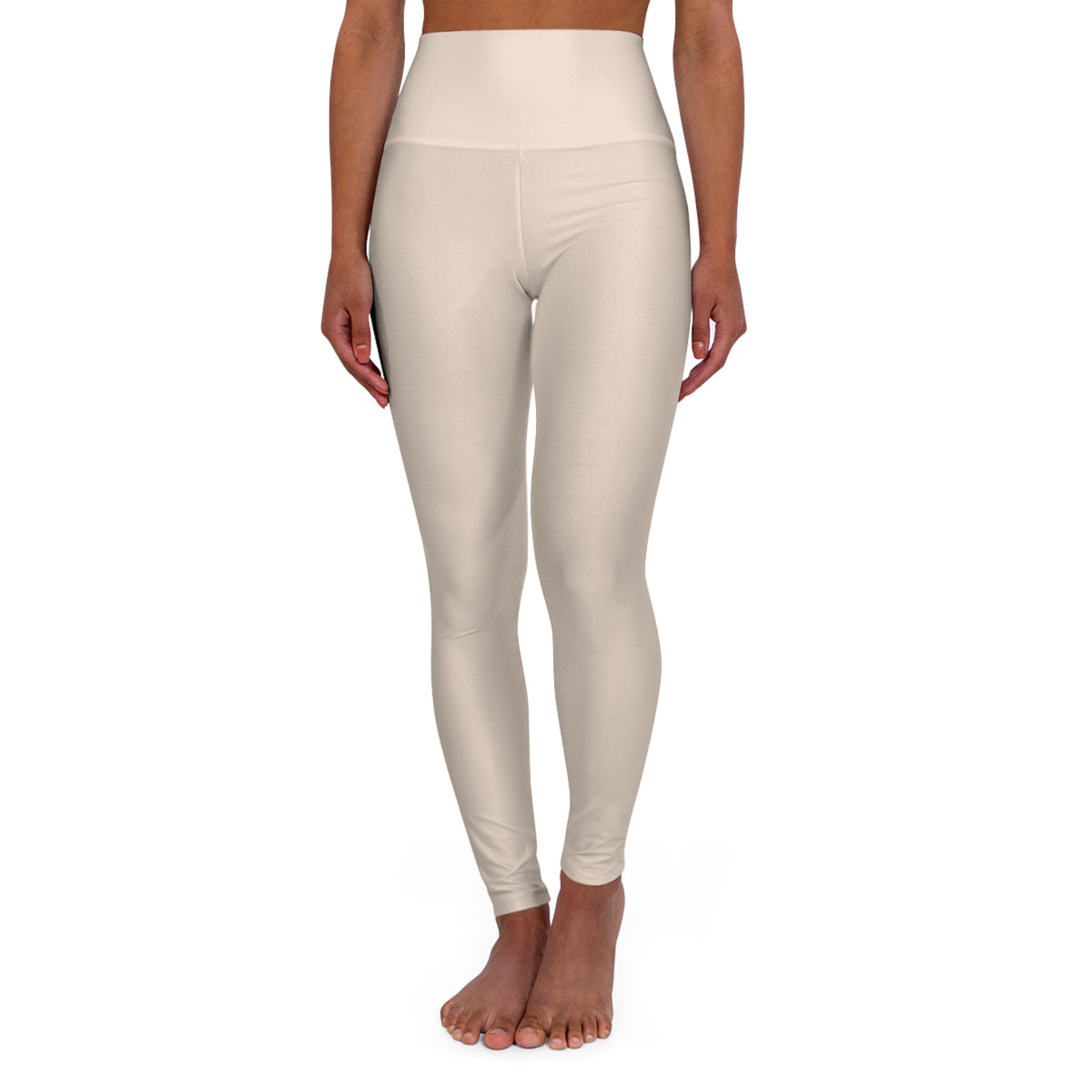 Almond Cream Color High-Waist Yoga Leggings Women's Seamless Poly-Span Stretchy Pants XS-2XL