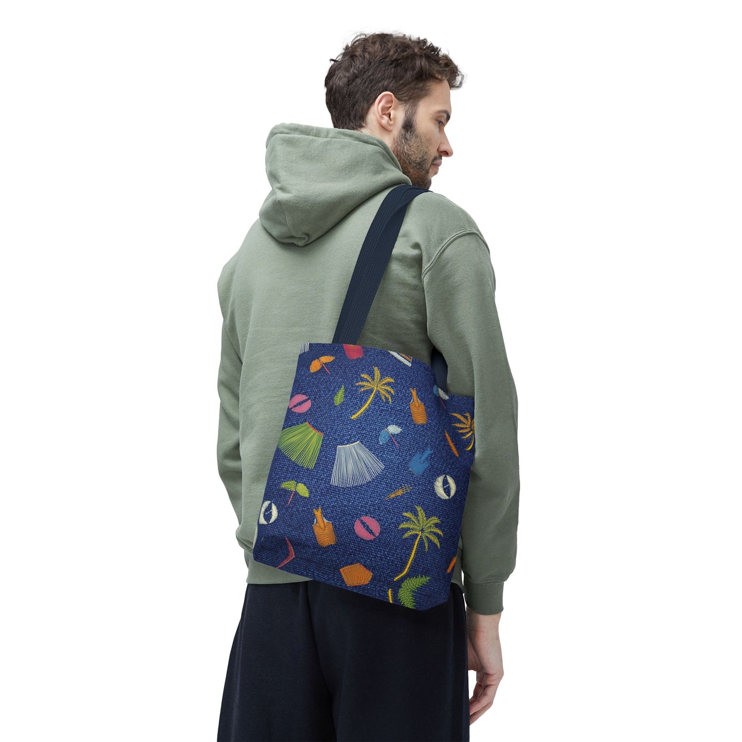 Denim Fabric Imitation Print Unisex Canvas Bag Poly Spun 3 Sizes Tote Bag 182-3