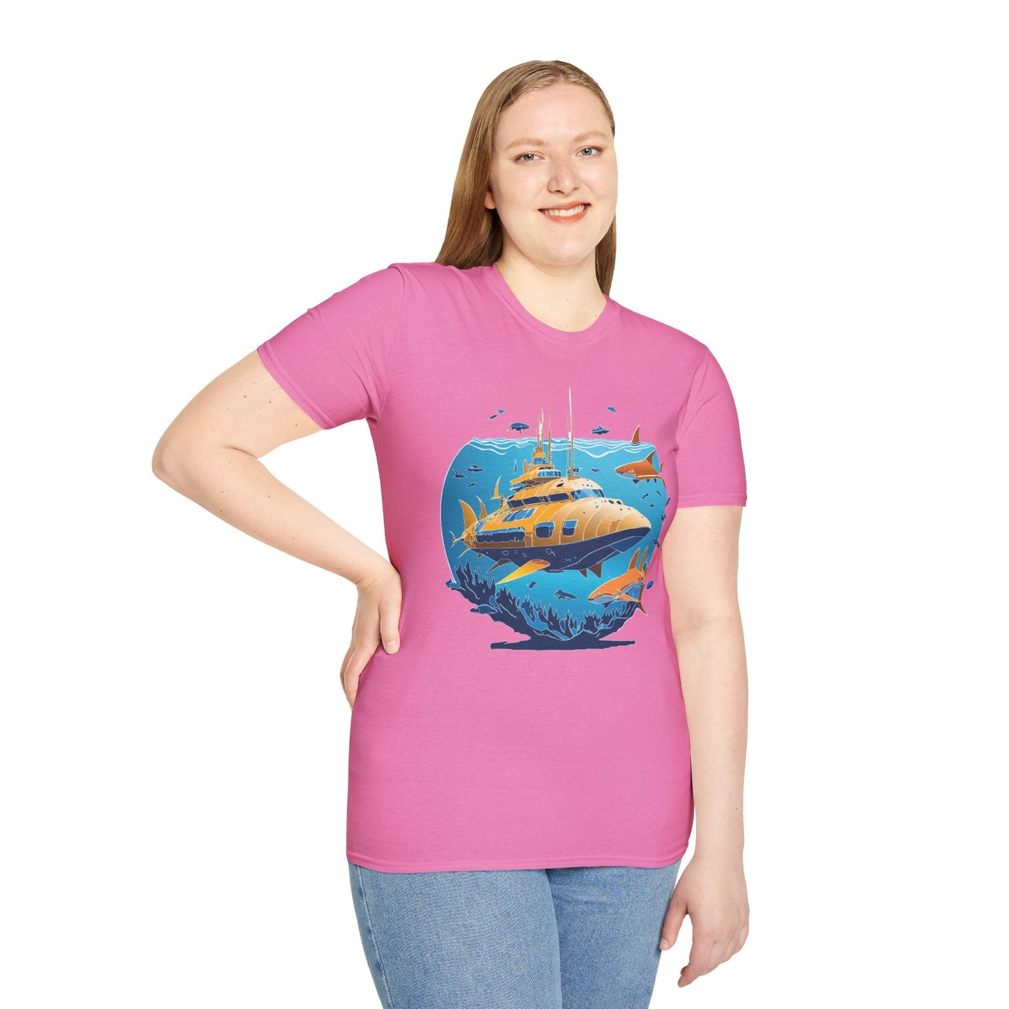 Ocean T Shirt Unisex Gildan Softstyle 64000 100 Percent Cotton Ring Spun U Boat Design Graphic