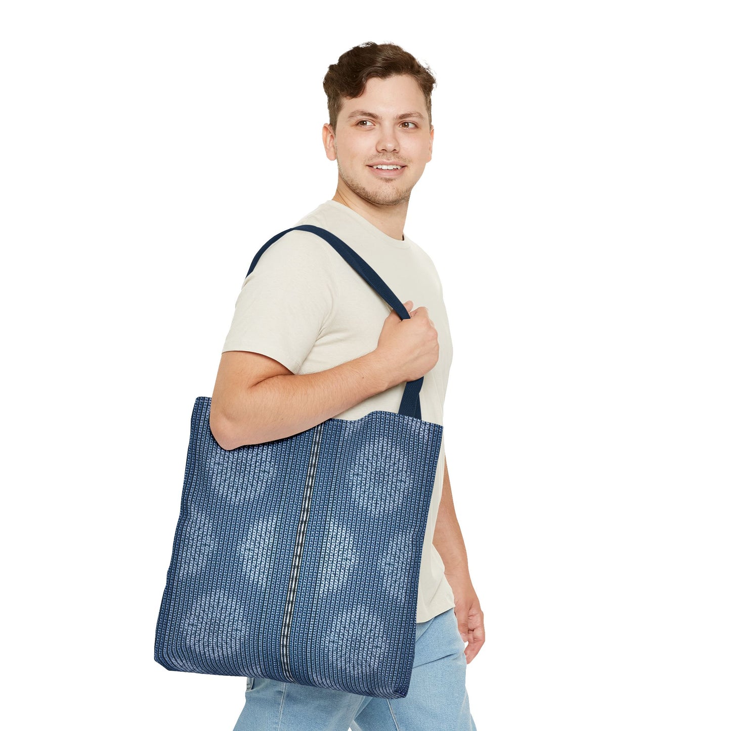 Denim Fabric Imitation Print Unisex Canvas Bag Poly Spun 3 Sizes Tote Bag 109