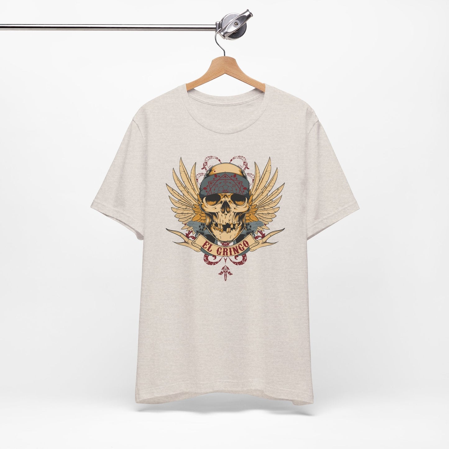 El Gringo Skull with Wings T-Shirt Vintage Tattoo Style Art-53
