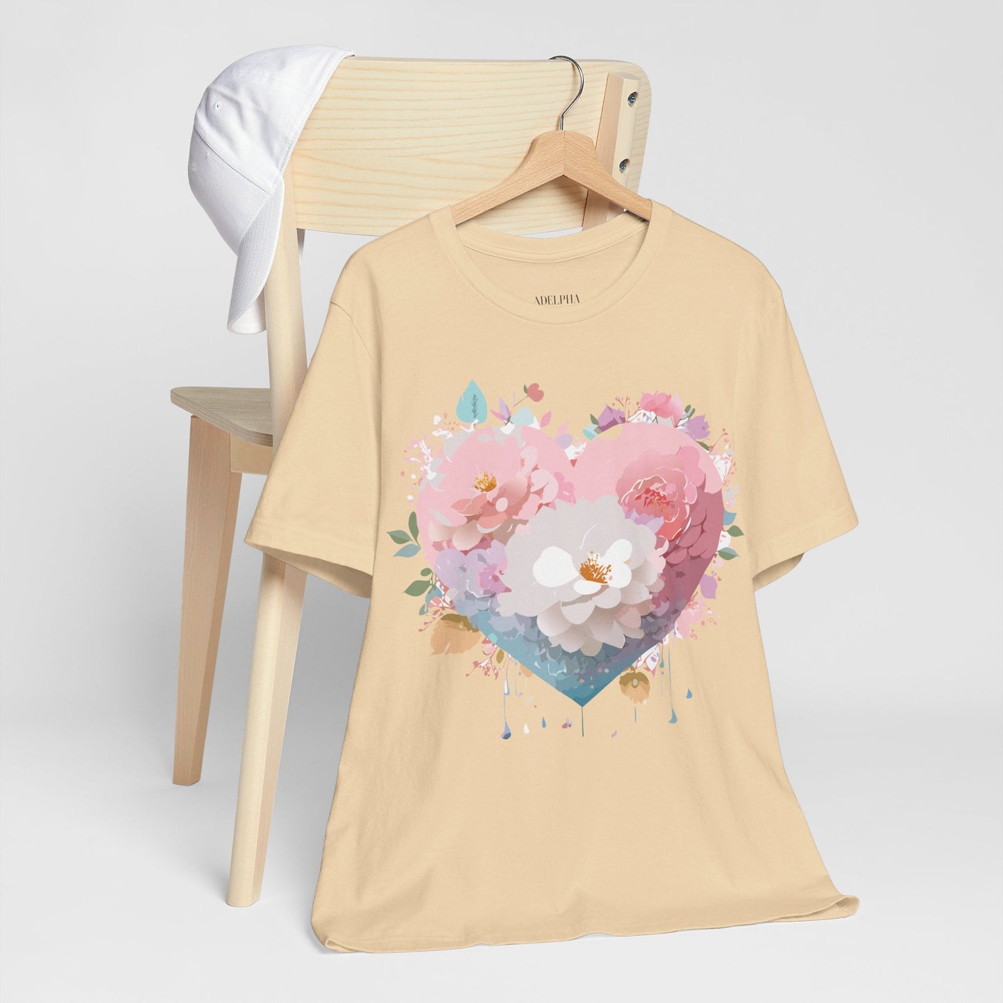 Valentine Day Graphic Unisex 100 Cotton Vintage Artwork with Love and Flower Design Tee 35