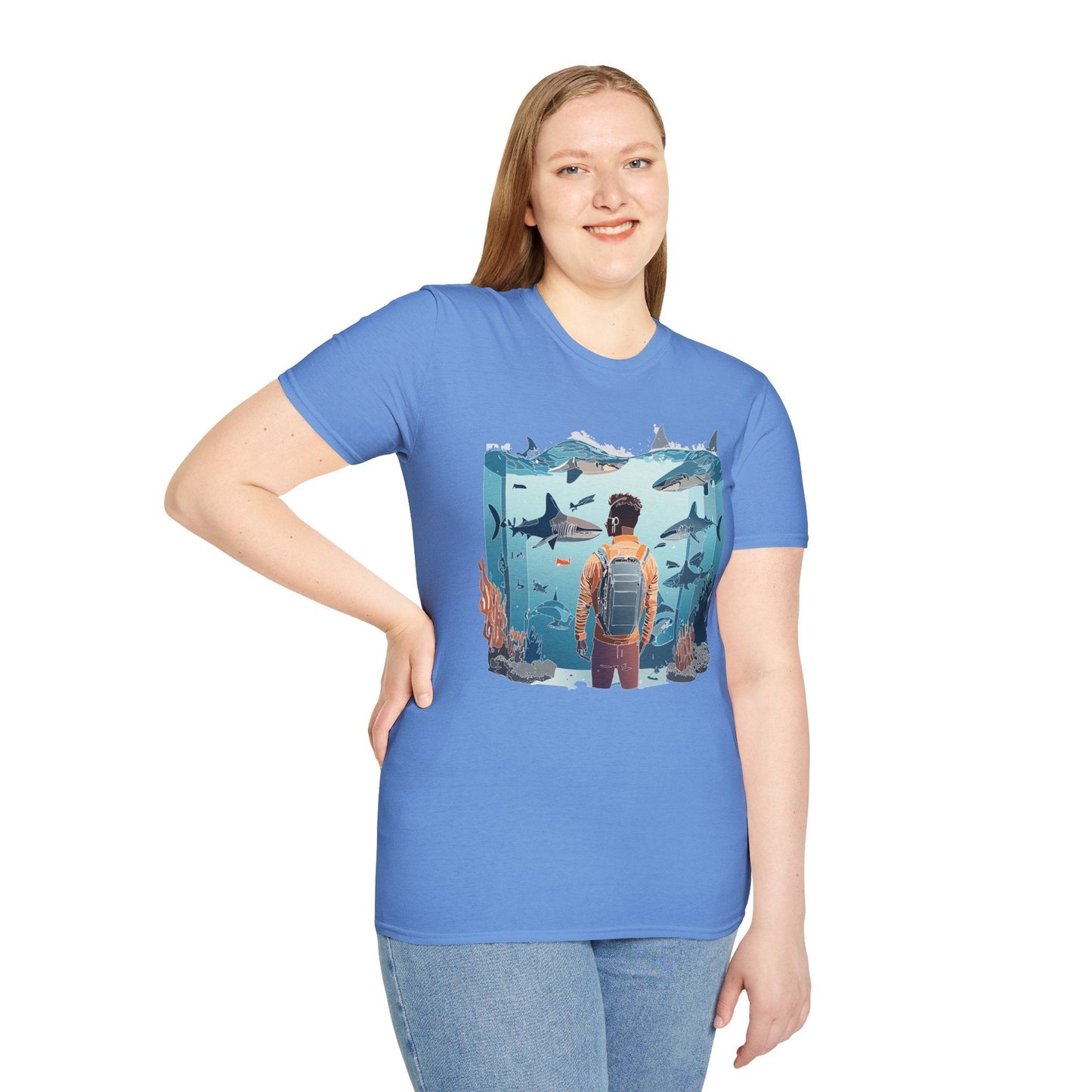 Ocean Themed Unisex Short Sleeve Tee Gildan Softstyle 64000 Ocean Inspired Art Design