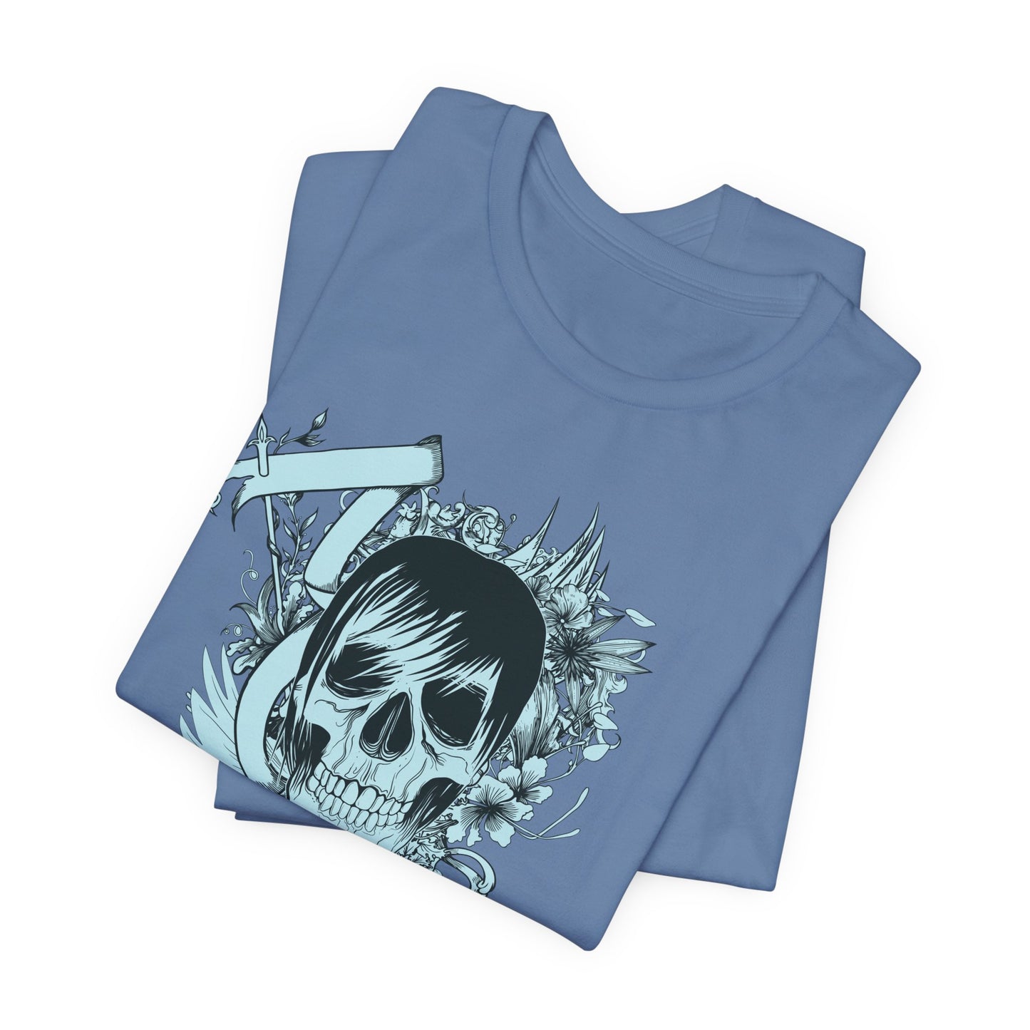 Sky Skull Graphic Design Tee, Skull Shirt, Vintage Tees, Art Design T-Shirt, Vintage Graphic Tee, Art Shirts with Skulls