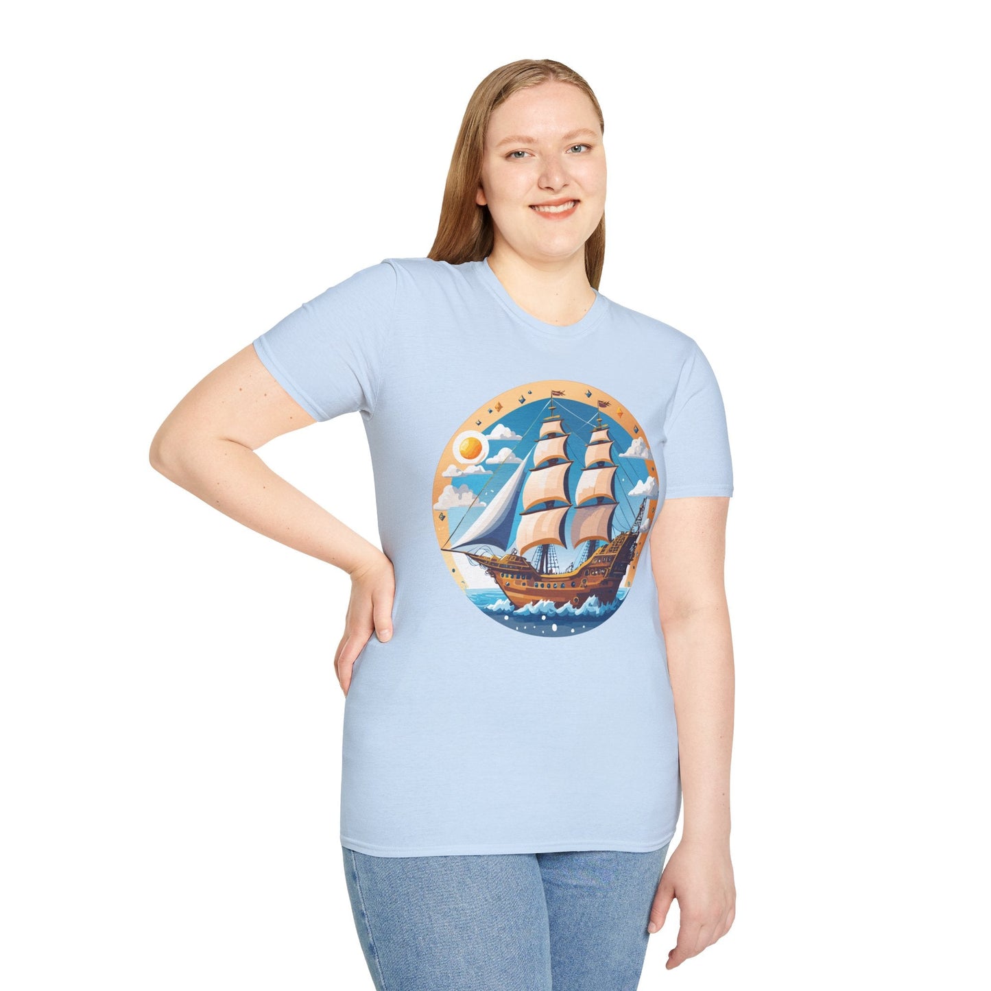Unisex Nautical Frigate Ship T Shirt Vessel Tee Gildan Softstyle 64000 100 Percent Ring Spun Cotton