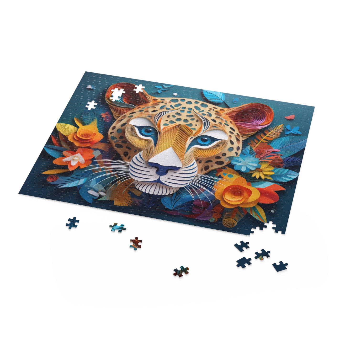 Colorful Leopard Face Puzzle 500-Piece  Floral Leopard Puzzle 500-Piece Ages 9+