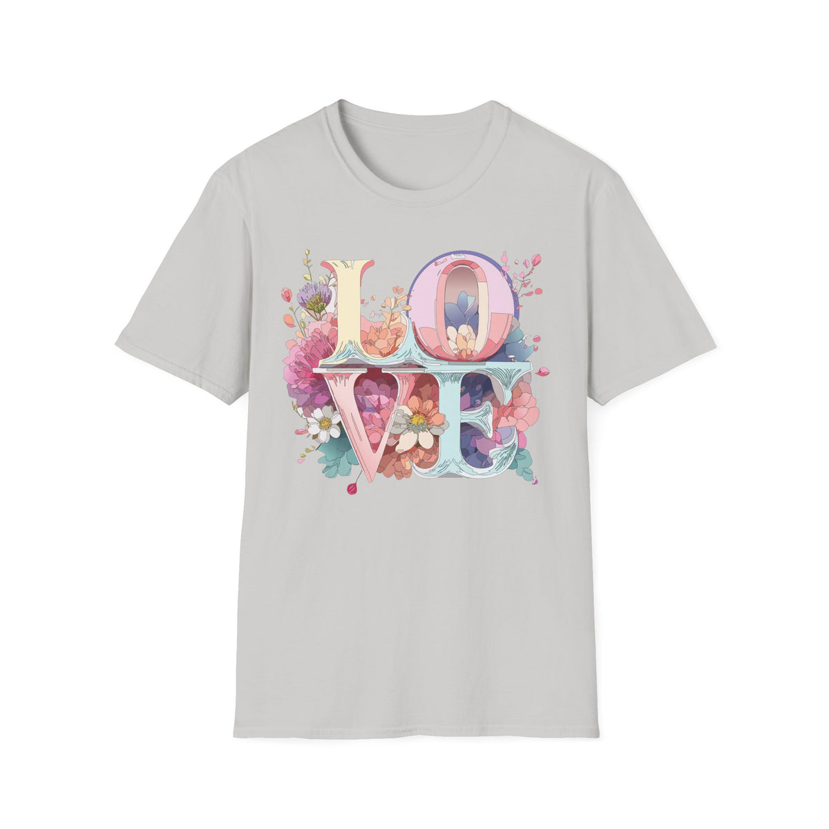 LOVE floral letter tee, T-Shirt | pastel bloom typography
