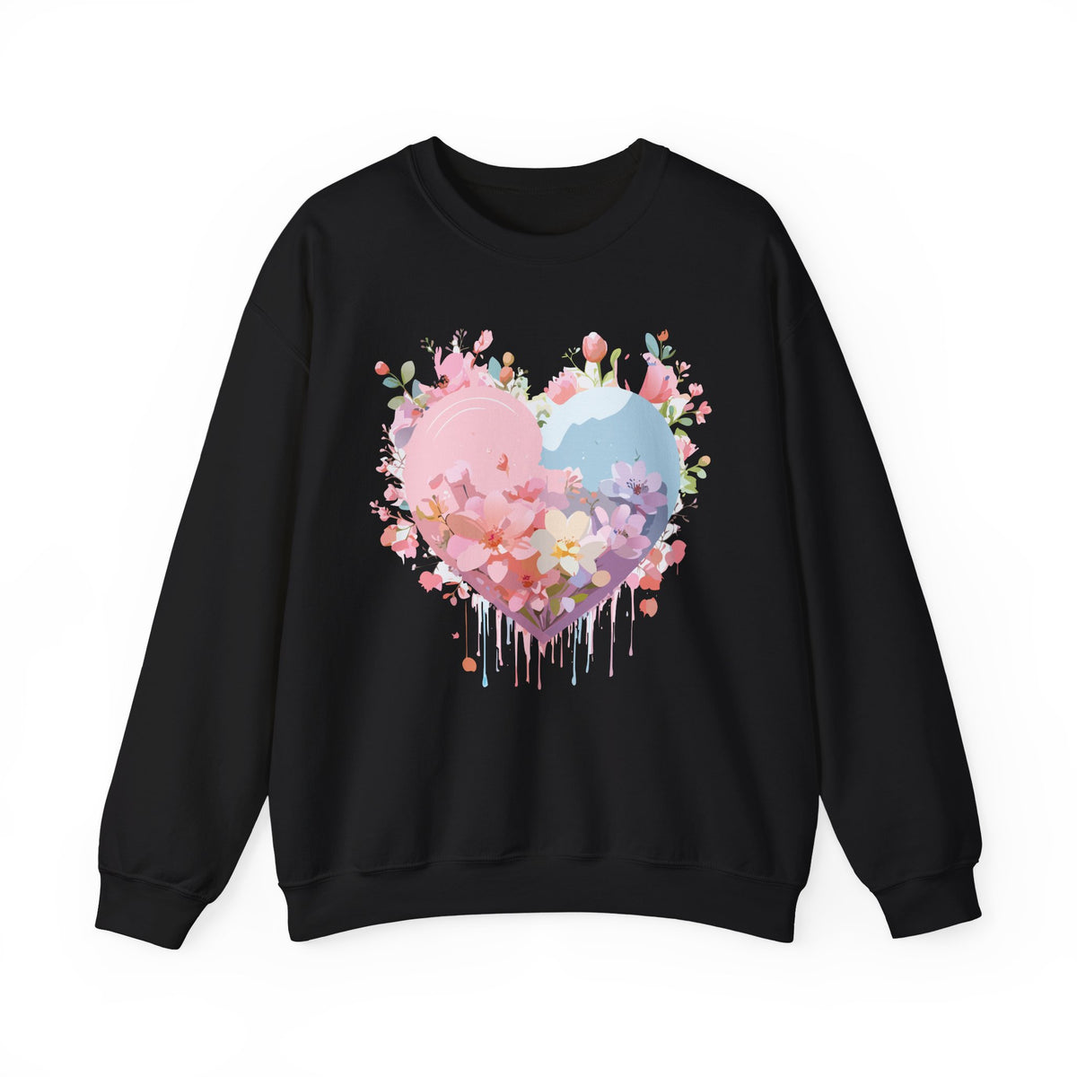 Floral Heart Love Graphic Valentine's Day Sweatshirt Unisex 50/50 Cotton-Poly Sweatshirt w23
