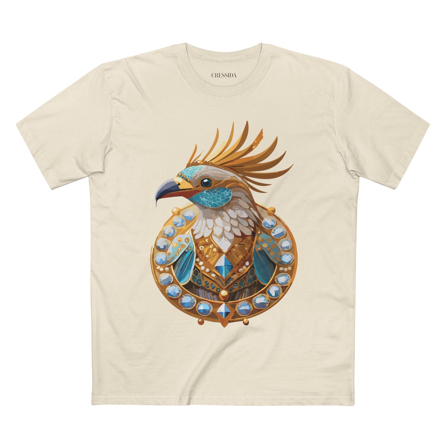 Bird Graphic Unisex 100 Cotton Tee With Unique Animal Golden Medallion Art Design 23