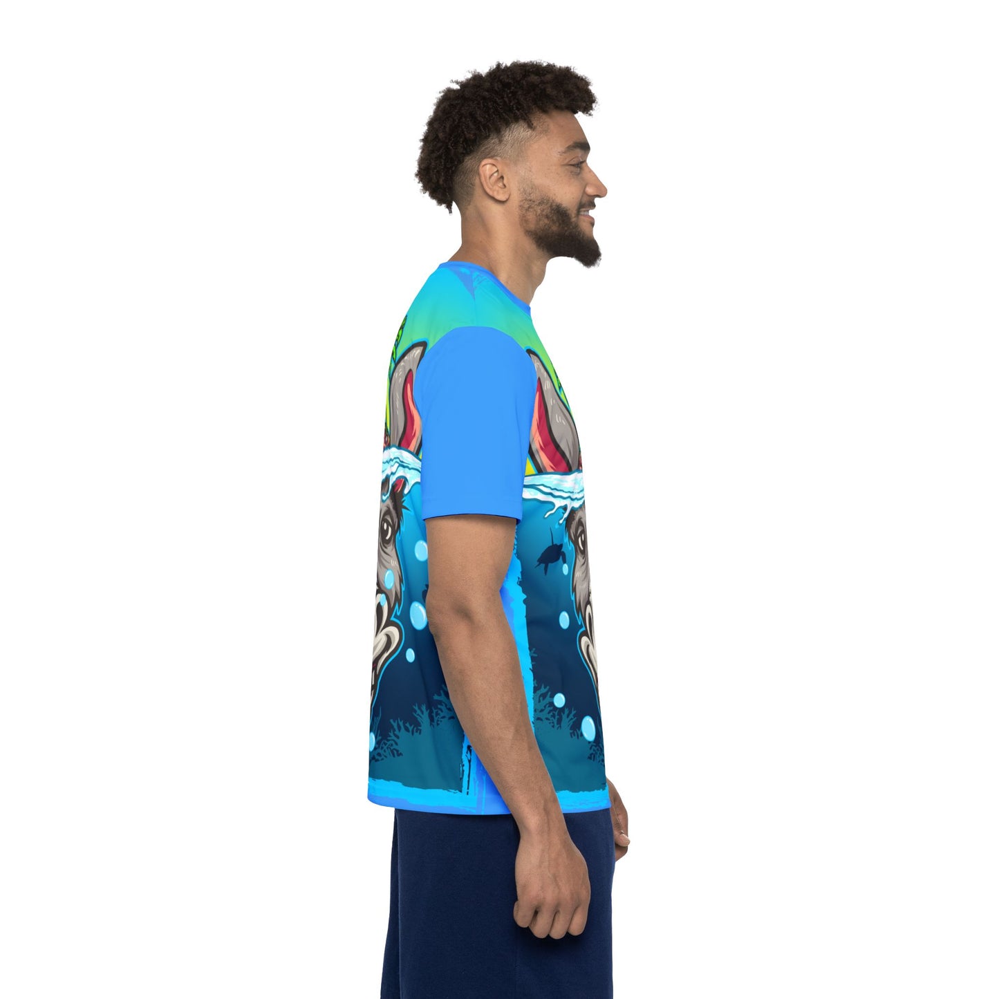 63 Unisex Poly T-Shirt with Cartoon Graphic Design