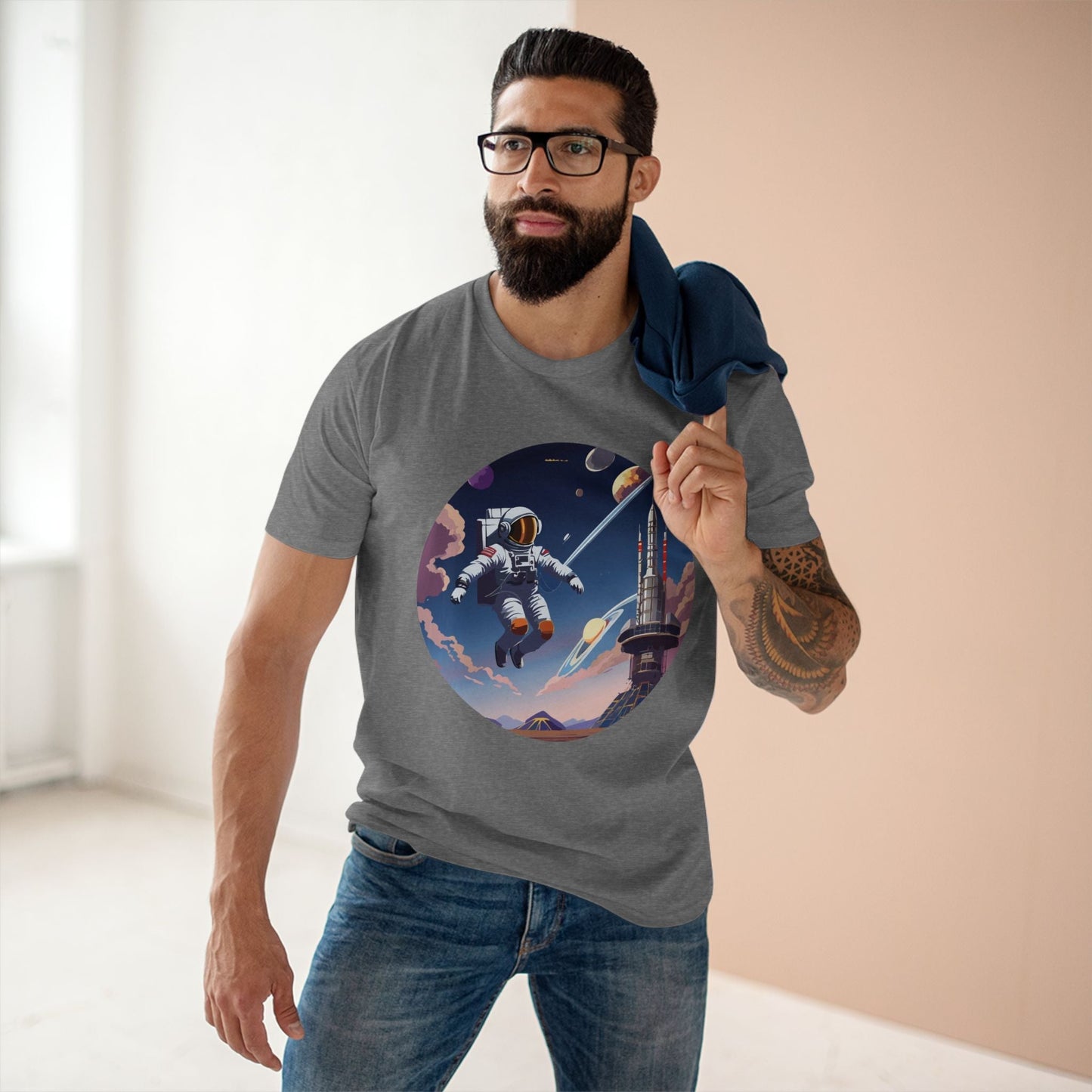 Cosmos Astronaut Shirt CS30 Unisex Premium Cotton Art Tee Featuring Retro2Nova Original Design