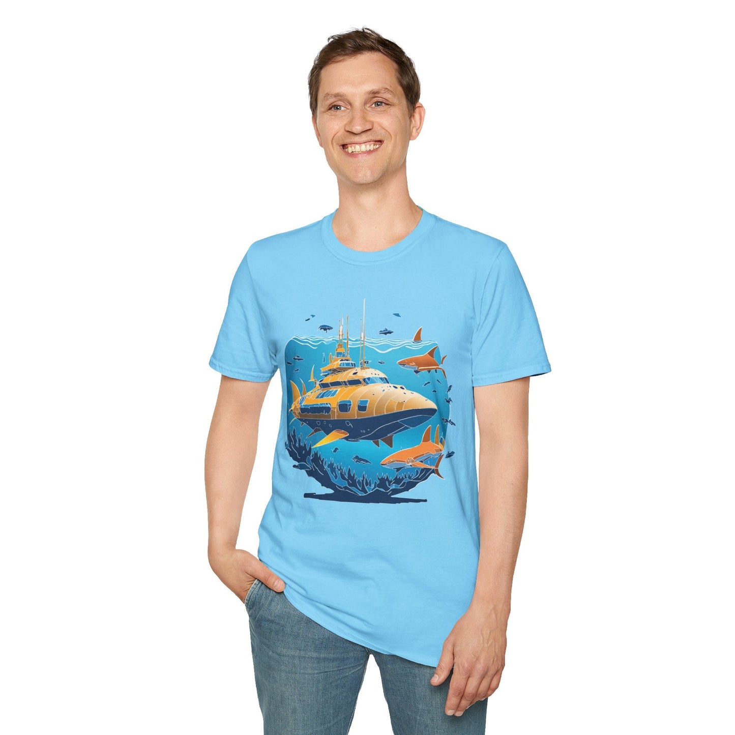 Ocean T Shirt Unisex Gildan Softstyle 64000 100 Percent Cotton Ring Spun U Boat Design Graphic