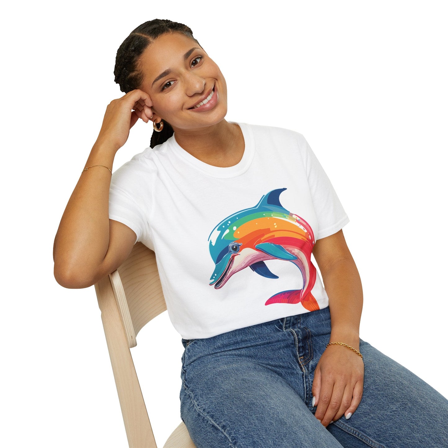Dolphin Shirt For Unisex 100 Percent Ring Spun Cotton Gildan Softstyle 64000 Short Sleeve Tee