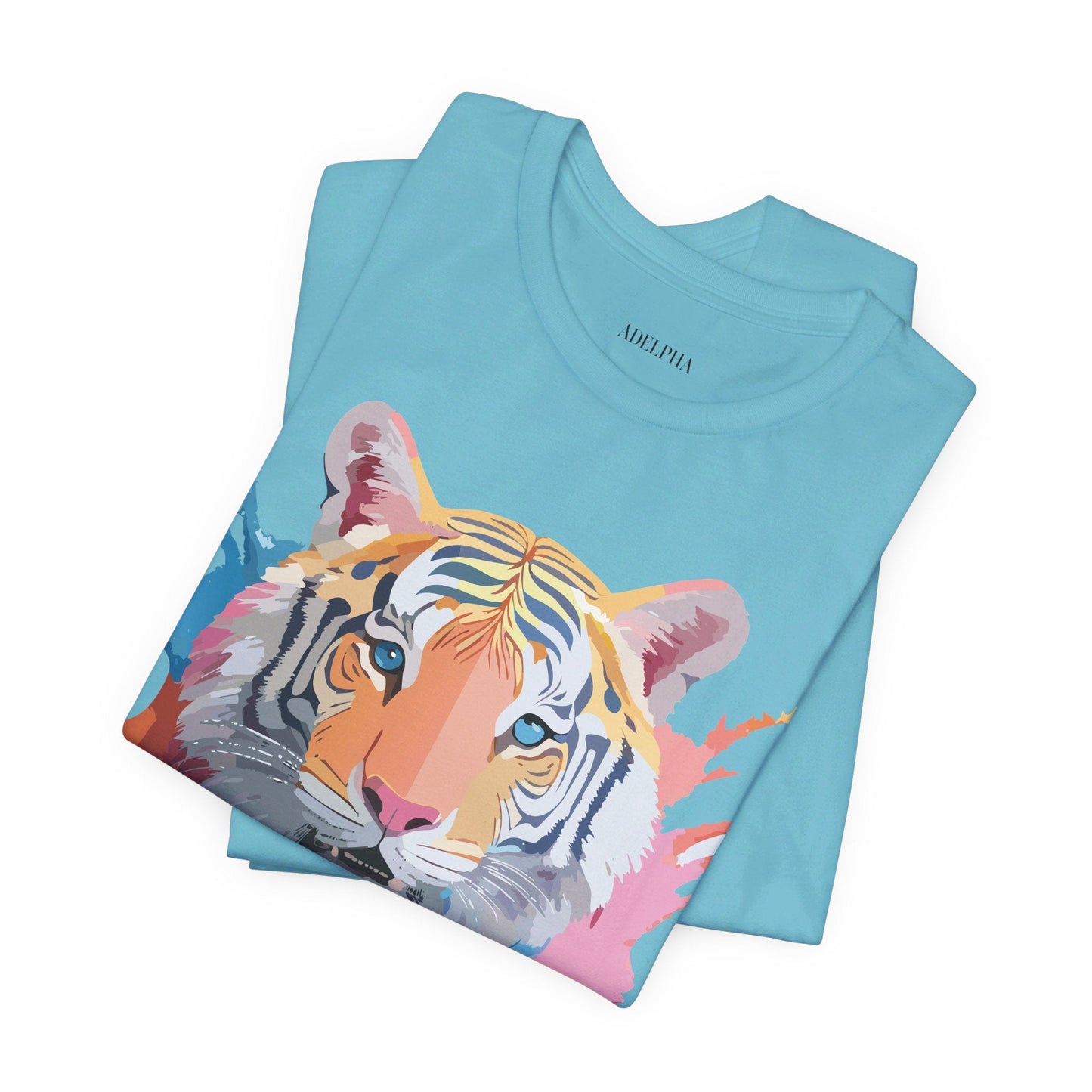 Tiger Graphic Tee Unisex Short Sleeve Shirt With Vintage Inspired Adelpha Artwork