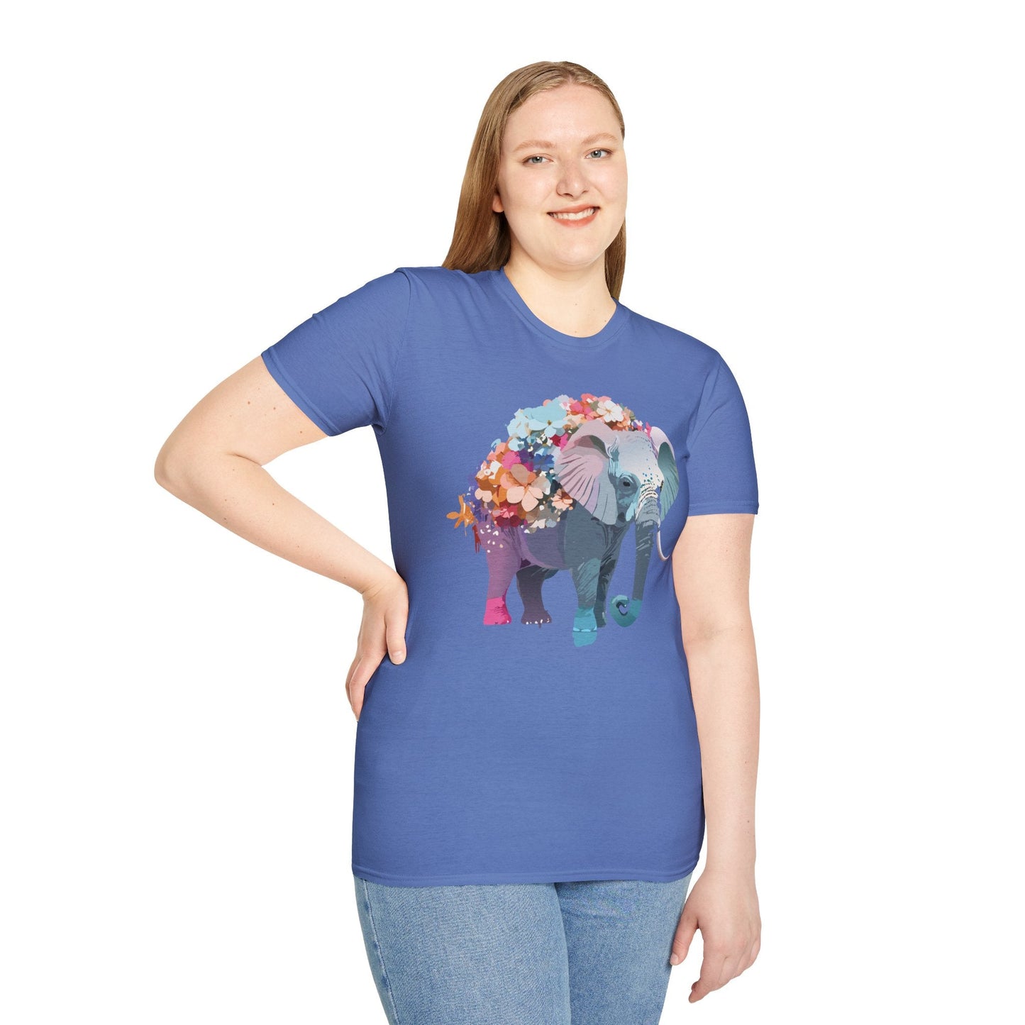 Elephant T Shirt Unisex Softstyle Tee 100 Percent Ring Spun Cotton Animal Design