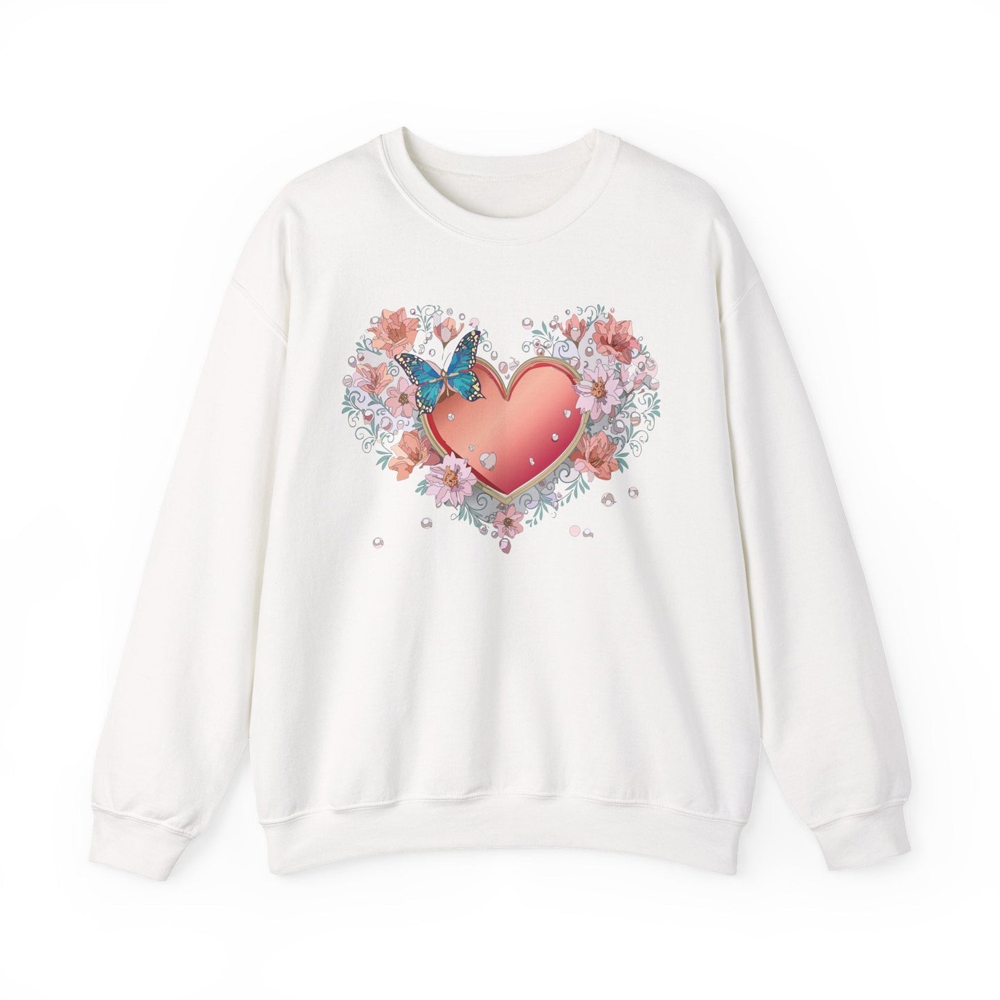 Unisex Floral Heart Sweatshirt With Love Graphic For Valentines Day Gift Cozy Winter Wear