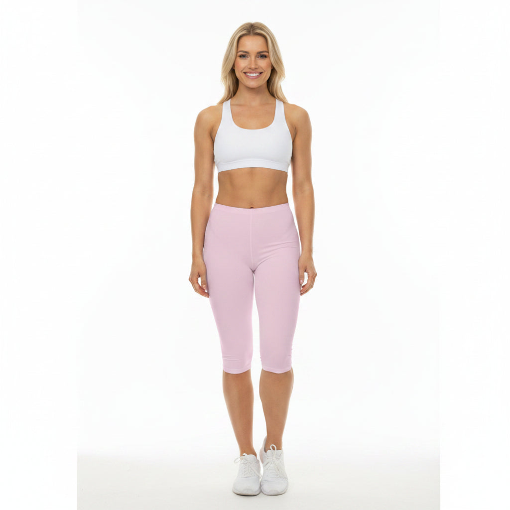 Petal Frost Pink Color Women's Brushed Suede Poly Span Casual Capri Leggings XS-2XL