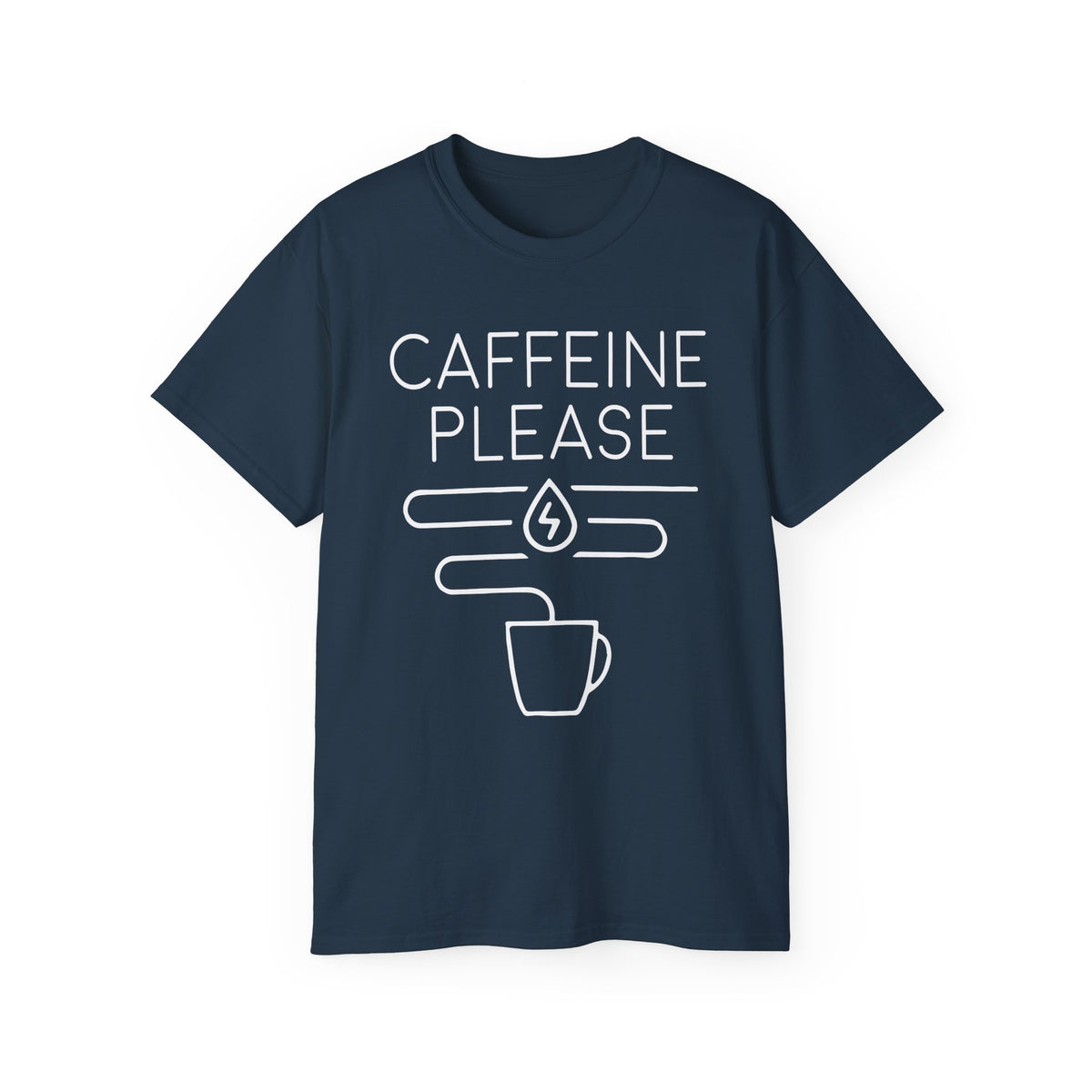 Caffeine Please tee | Coffee Graphic Tee, Minimal Coffee Mug Design