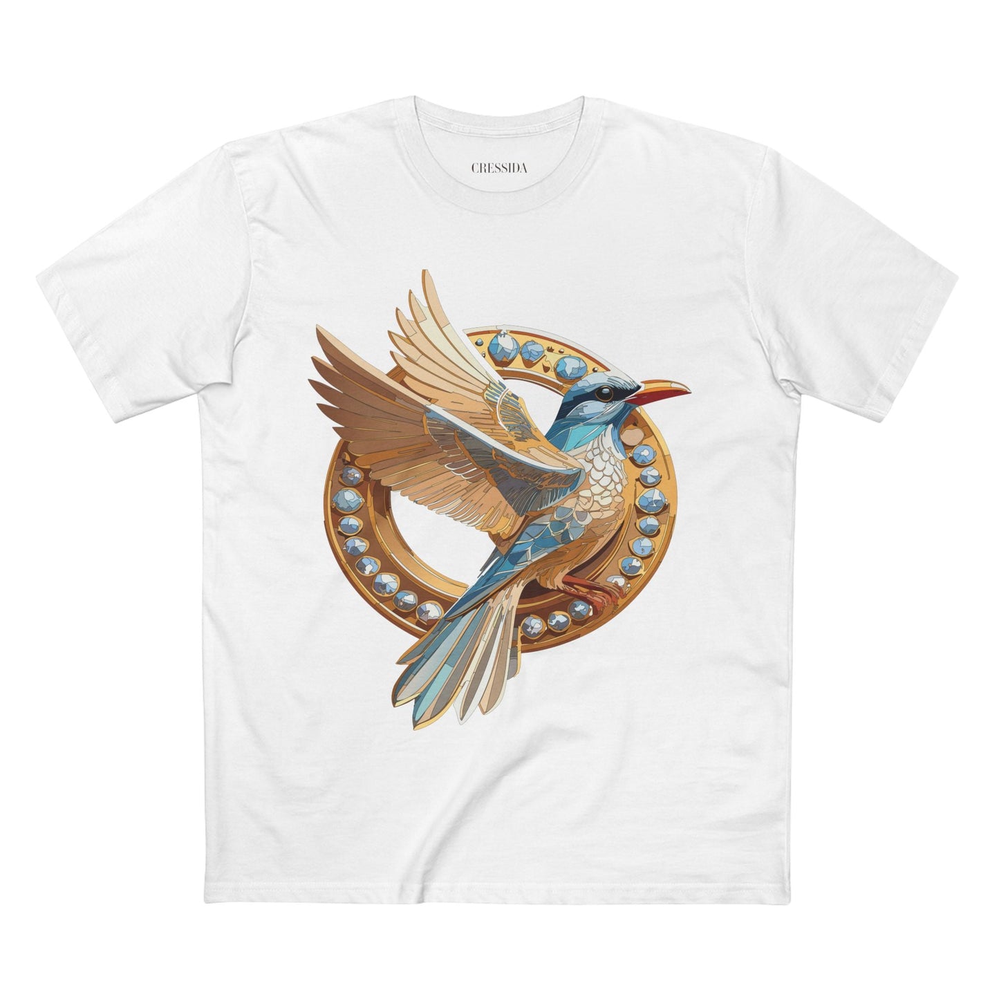 Bird Graphic Unisex 100 Cotton Tee With Unique Animal Golden Medallion Art Design 20