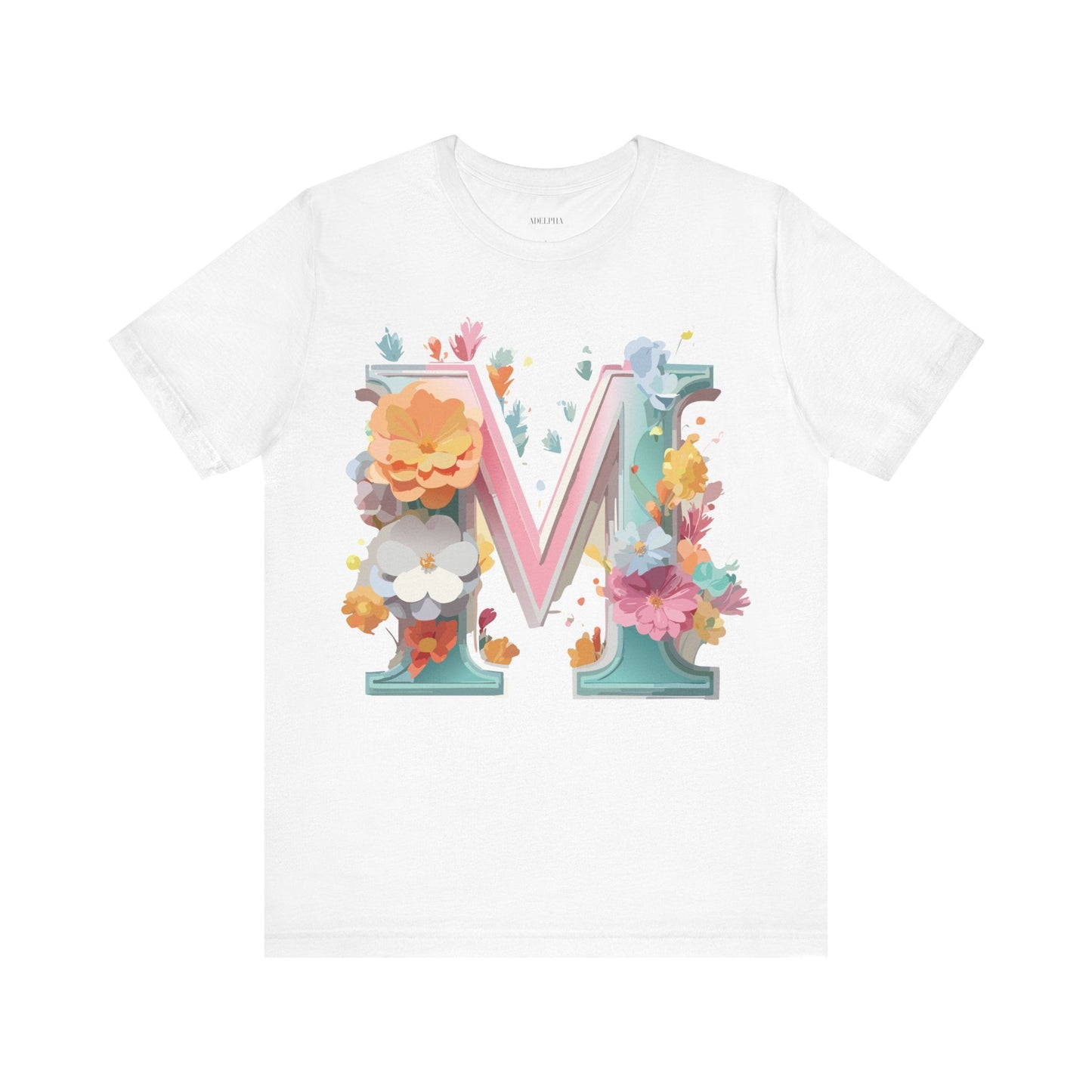 Letter M Graphic Tee Unisex Short Sleeve Shirt By Adelpha Vintage Artwork Design