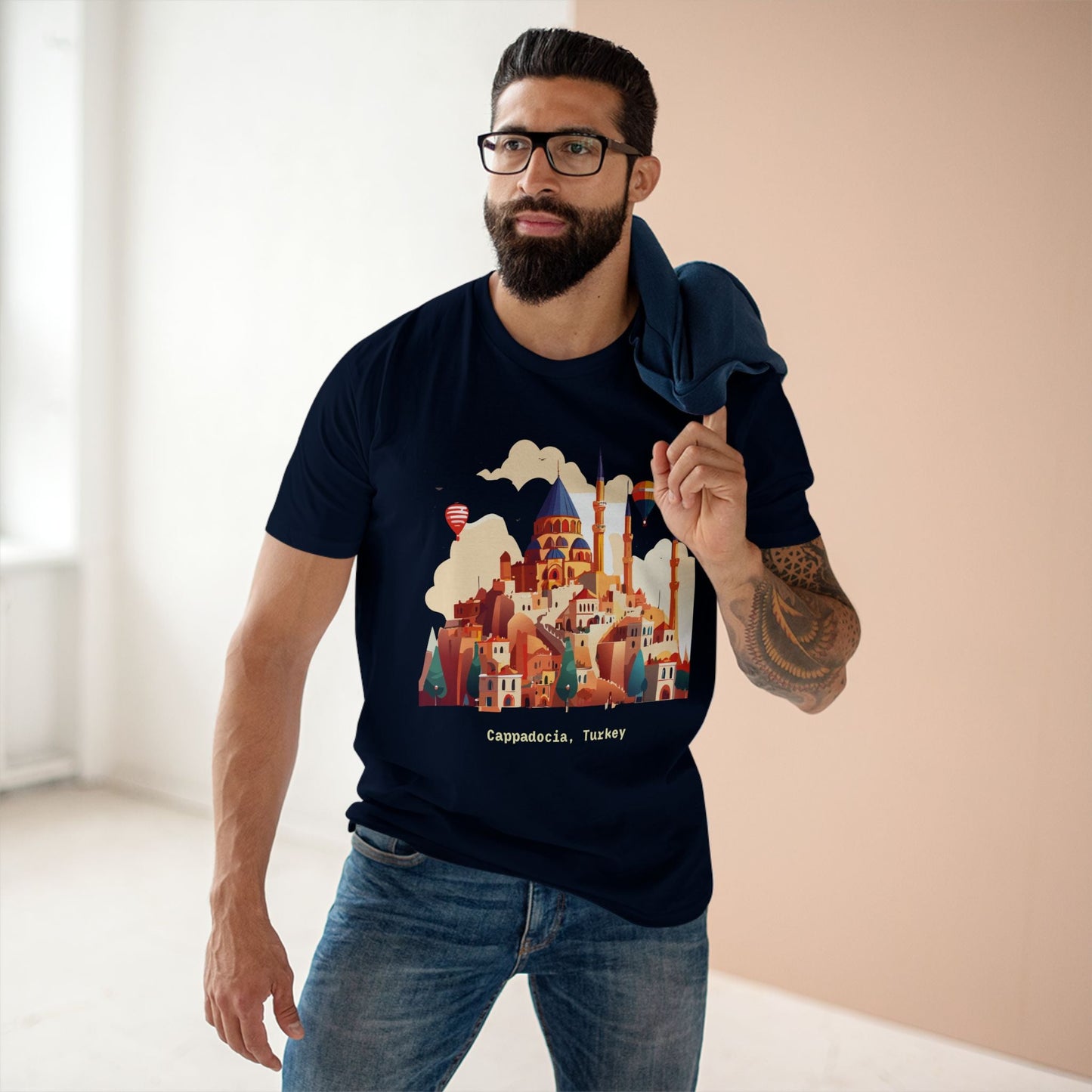 Travel Shirt Cappadocia Unisex Premium Cotton Tee With Original Art Design TT5 Art Collection