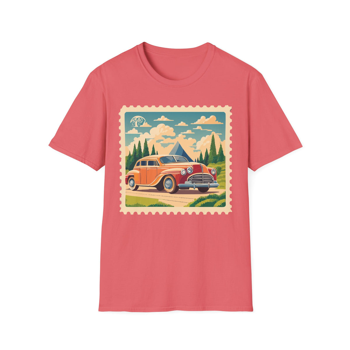 Vintage Road Trip Car T-Shirt | Retro Camper Scenic Stamp Graphic Tee Unisex 100 Cotton Gildan T-Shirt