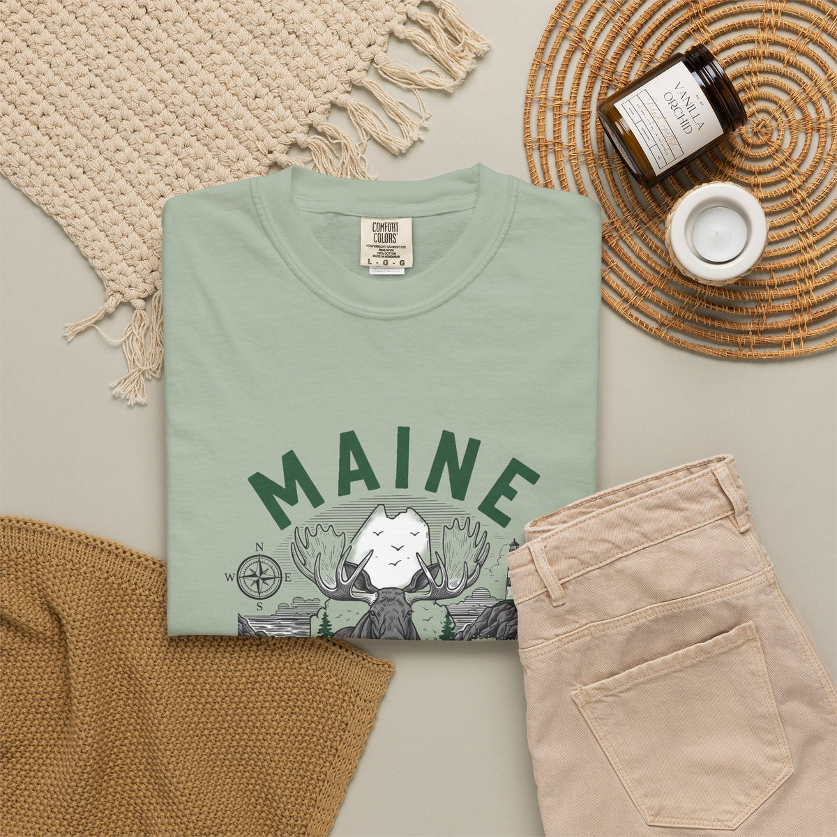 Maine State Travel Tourist Graphic Gift Tee Unisex 100 Cotton Comfort Colors T-Shirt