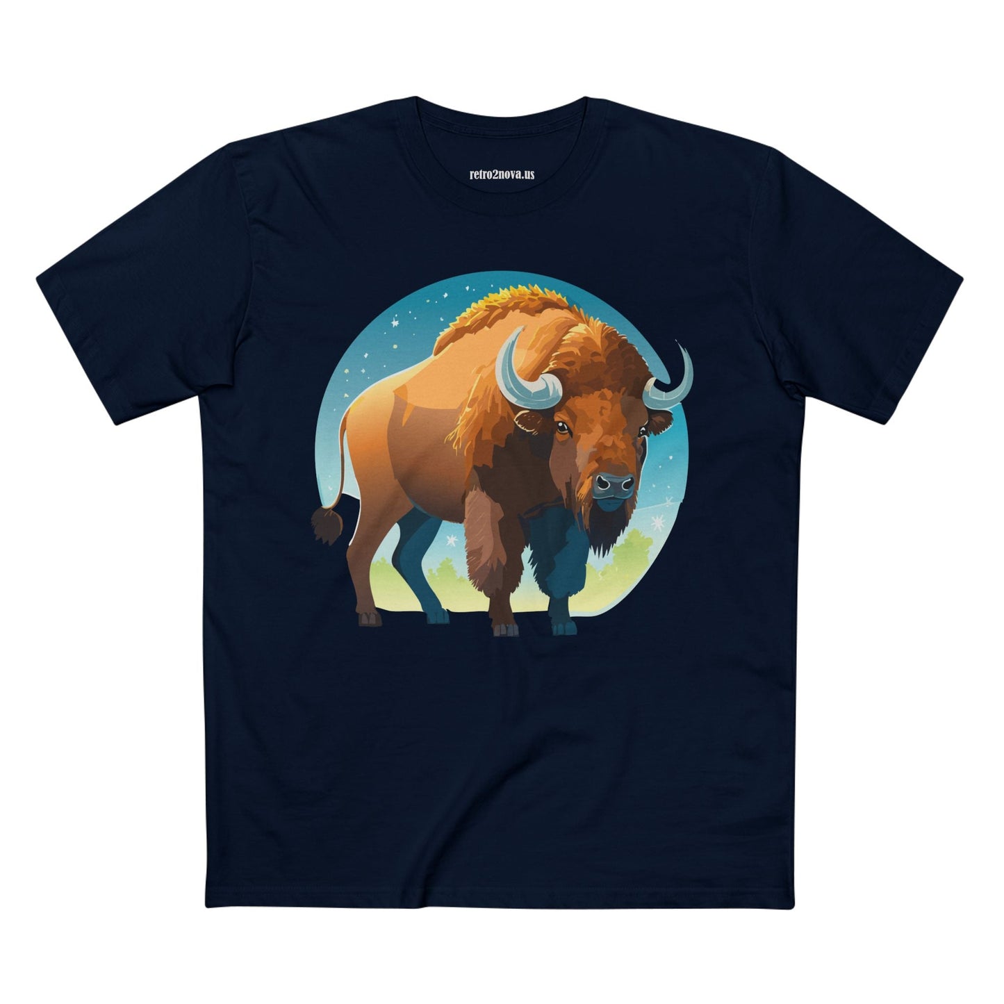 Unisex Premium Cotton Tee With Original Bison Art Design From Retro2Nova Art Collection Soft Breathable Everyday Comfort
