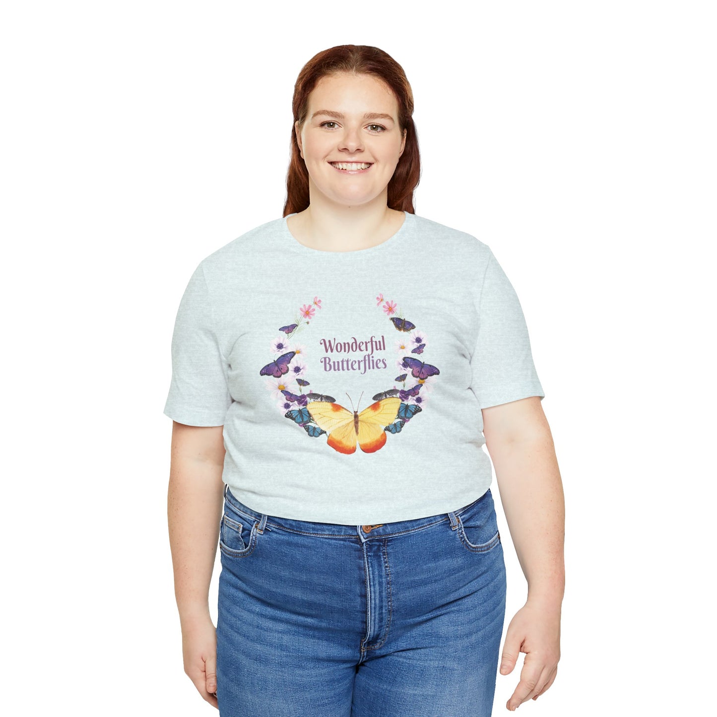 Cotton Tee Shirt with Butterfly Prints