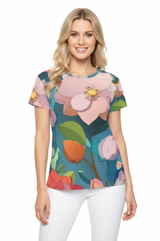Women Poly Shirt with Floral Print F245