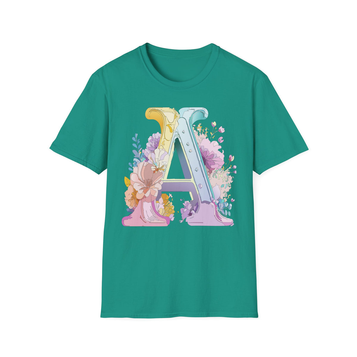 Floral Monogram A T-Shirt | Letter A Initial Tee, Botanical Alphabet Shirt