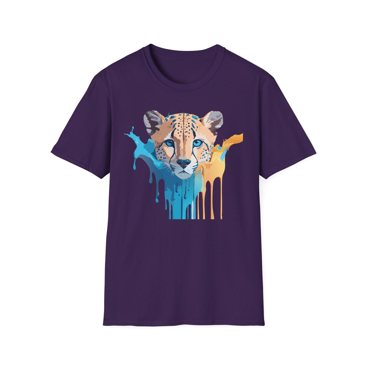Color Splash Cheetah T-Shirt | Animal Face Art Tee