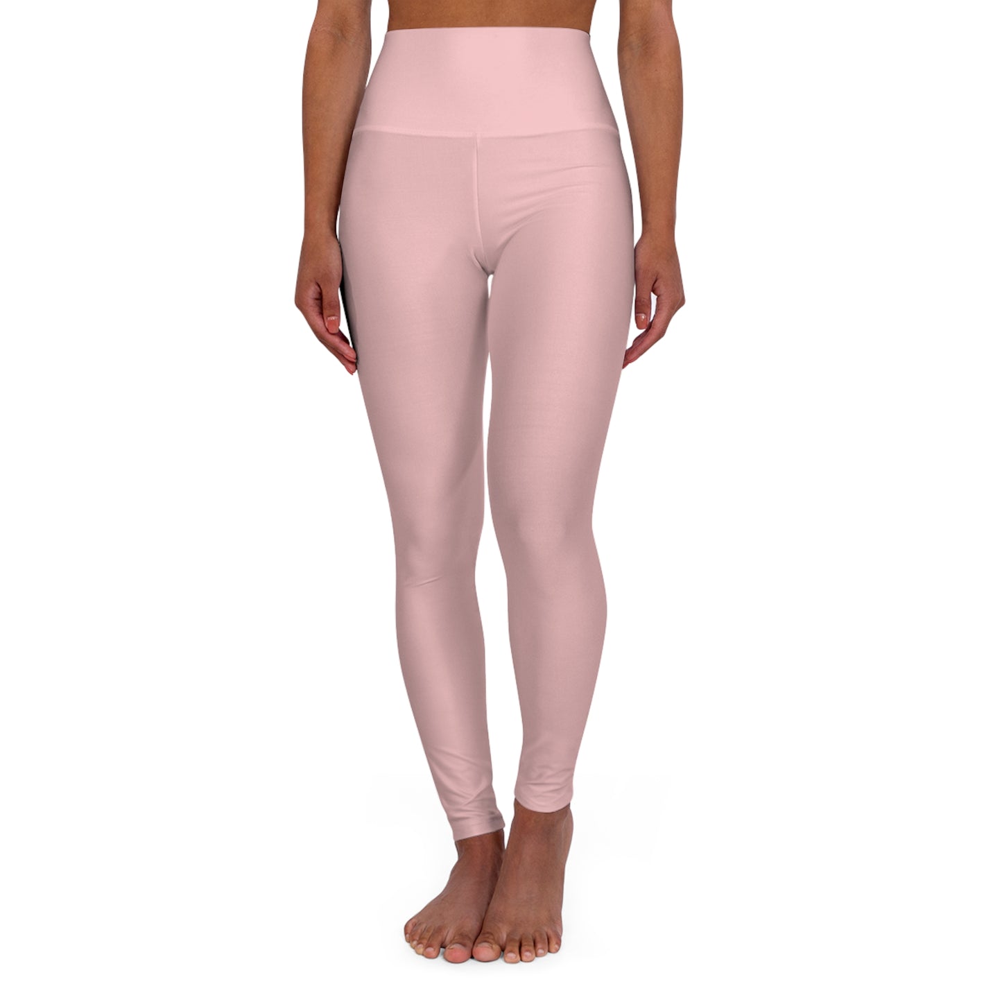 High-Waist Tea Rose Pink Yoga Leggings Women's Seamless Poly-Span Stretchy Light Pink Activewear
