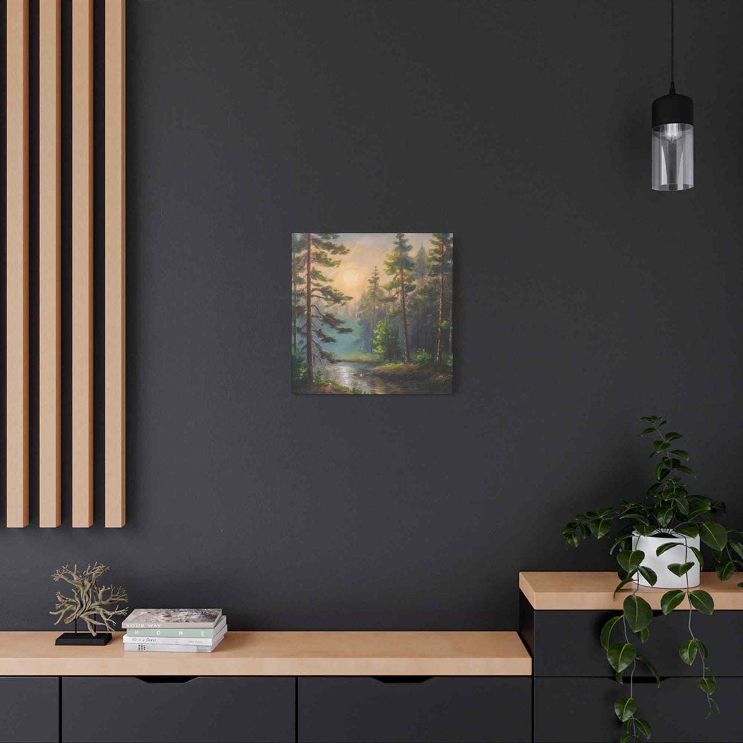 Forest Print Canvas, Trees Oil Paint Print 20x20, 24x24, 30x30, 32x32, 36x36 Art Design Print Pine-Wood Inner Frame MC-74