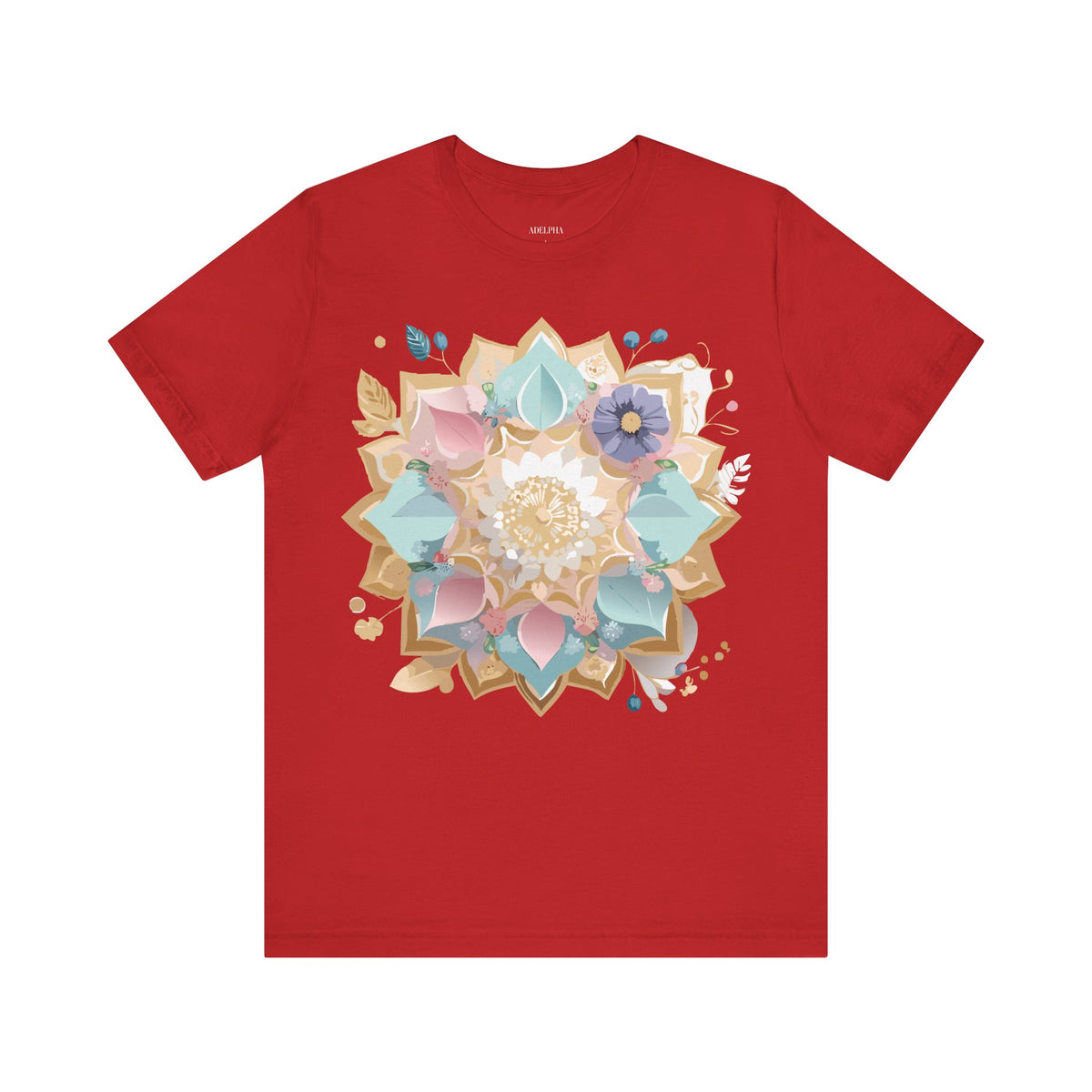 Mandala Graphic Unisex Cotton Bella+Canvas Tee with Floral Art Design d26