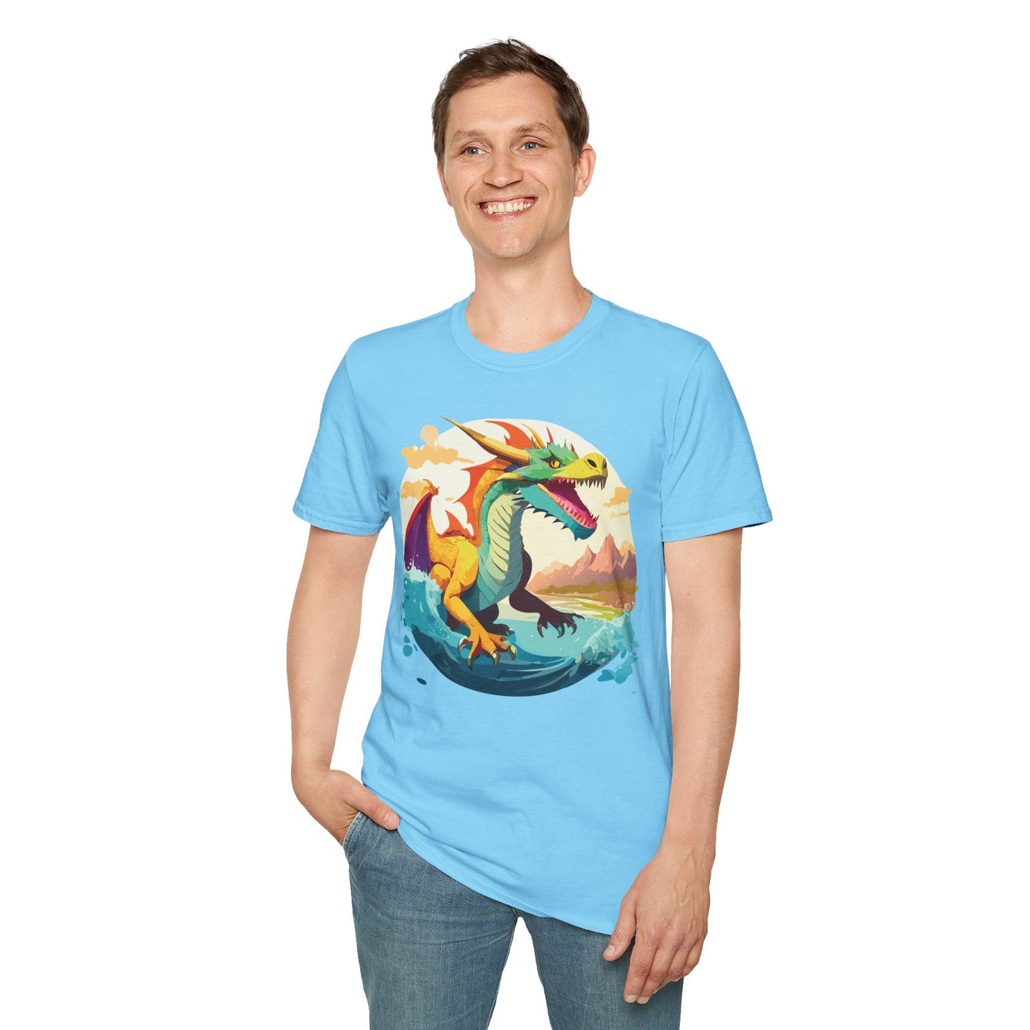 Dragon T Shirt Unisex Animal Print Dragon Shirt Gildan Softstyle Cotton Tee 64000