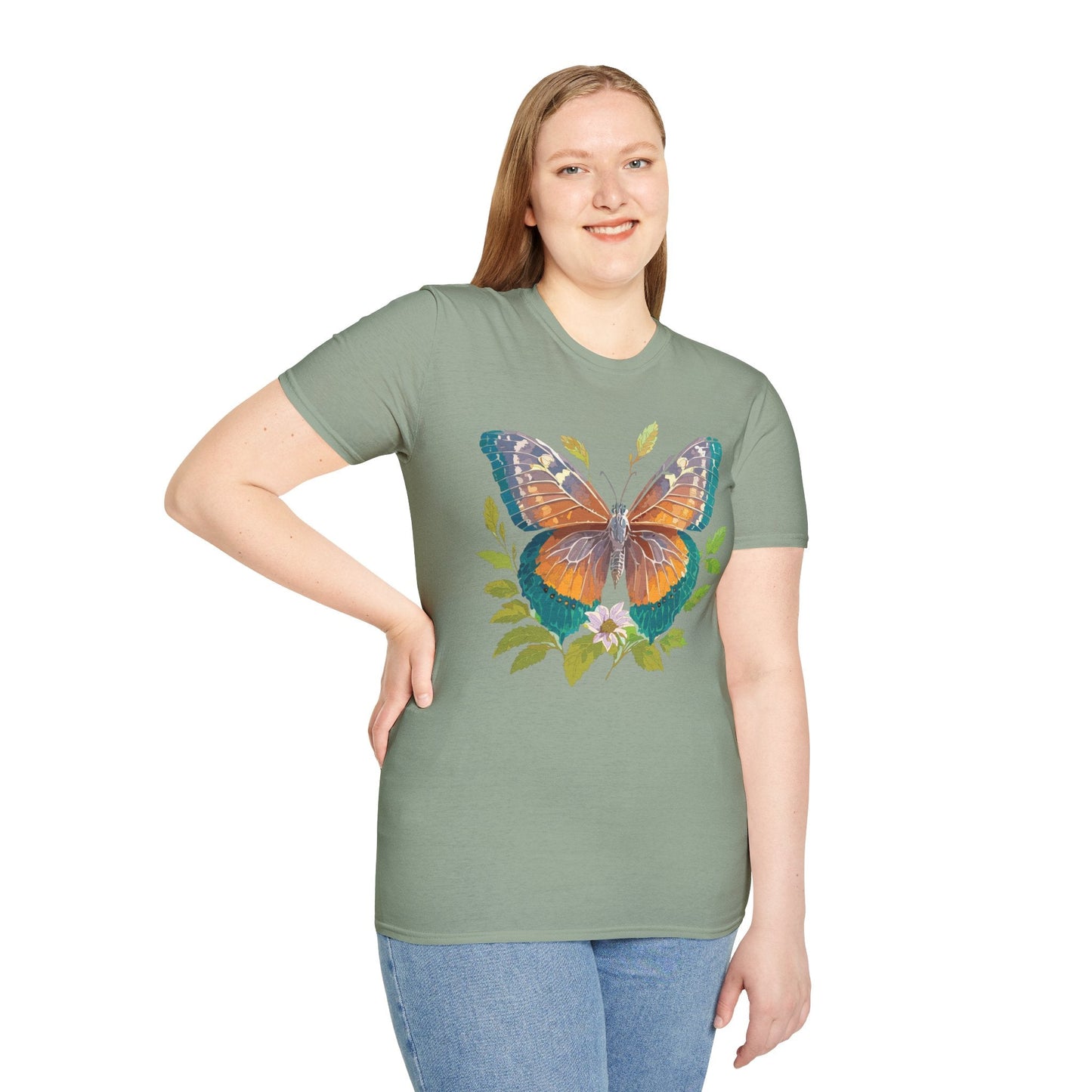 Unisex Butterfly Shirt With Monarch Design Cotton Tee Gildan 64000 Softstyle Comfort
