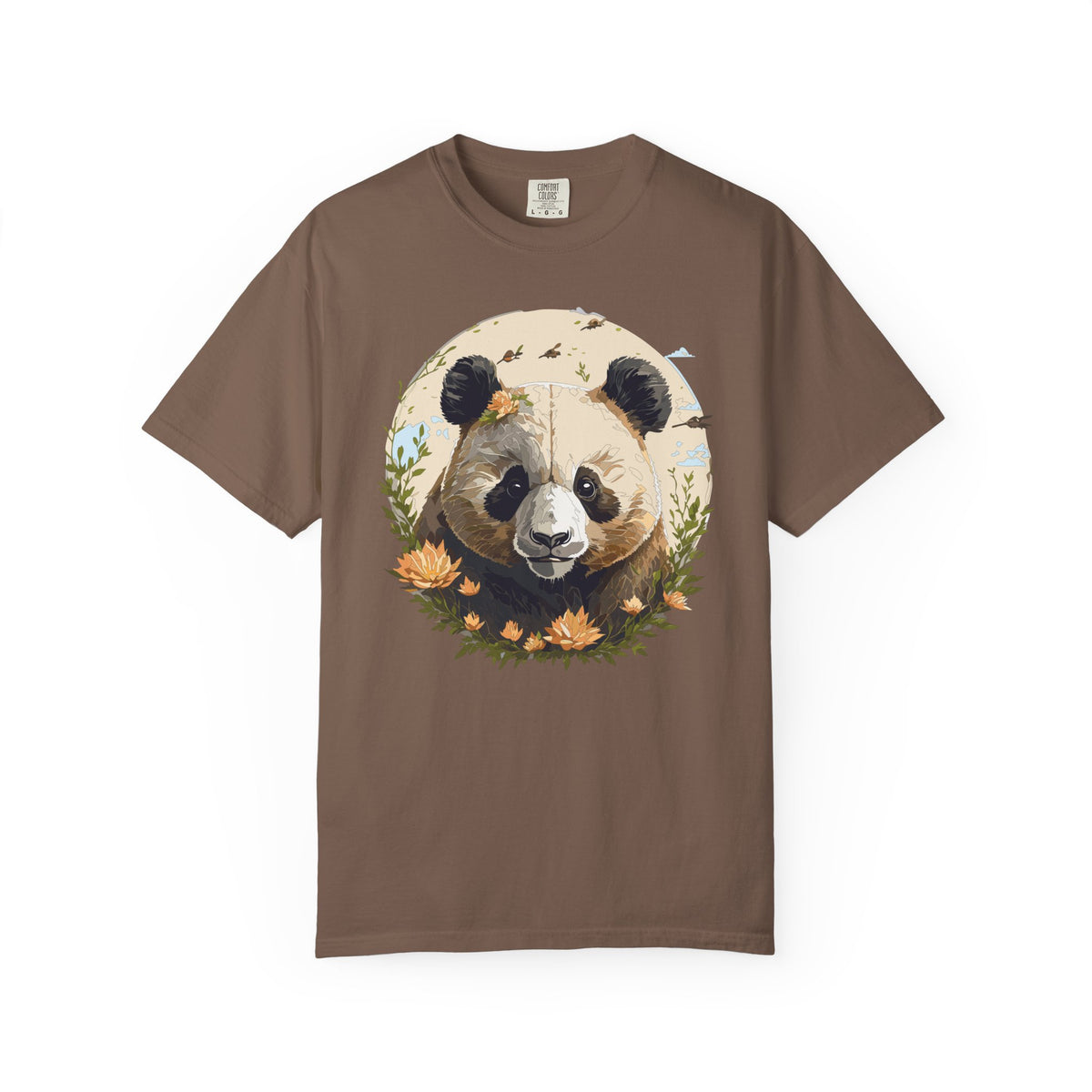 Panda Portrait T-Shirt Unisex Cotton Floral Meadow Circle Animal Art Tee p9
