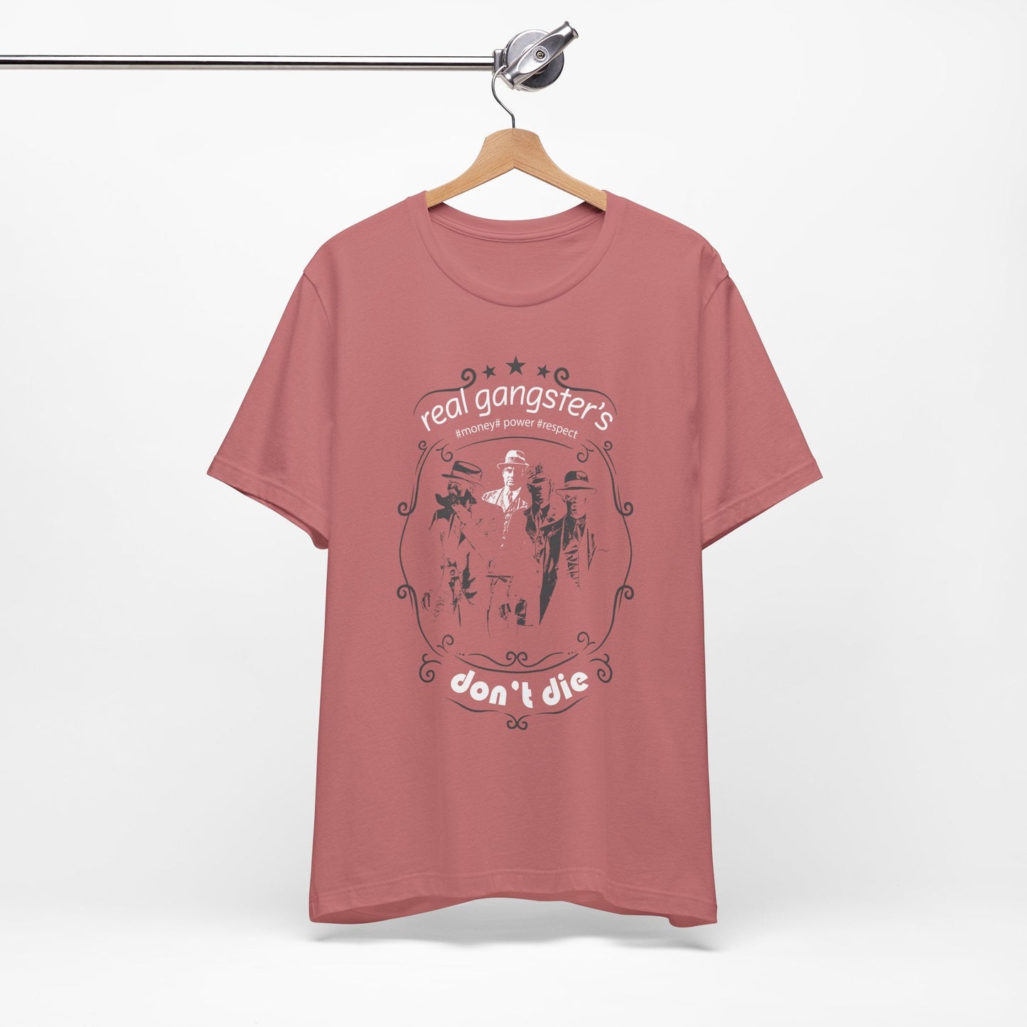 Real Gangsters Don't Die T-Shirt Vintage Outlaw Illustration Retro Biker Tee A-3