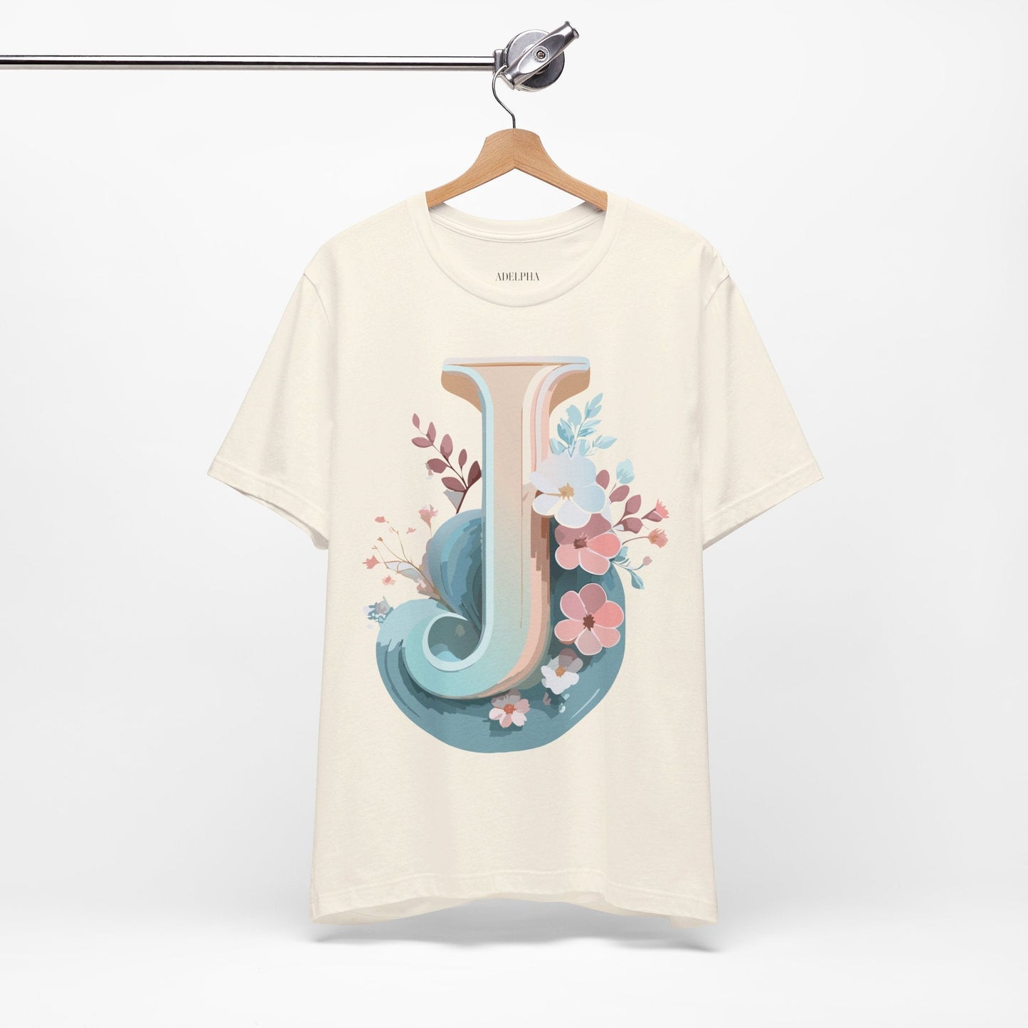Letter J Shirt Graphic Tee For Unisex Style By Adelpha Vintage Inspired Art Tee Design