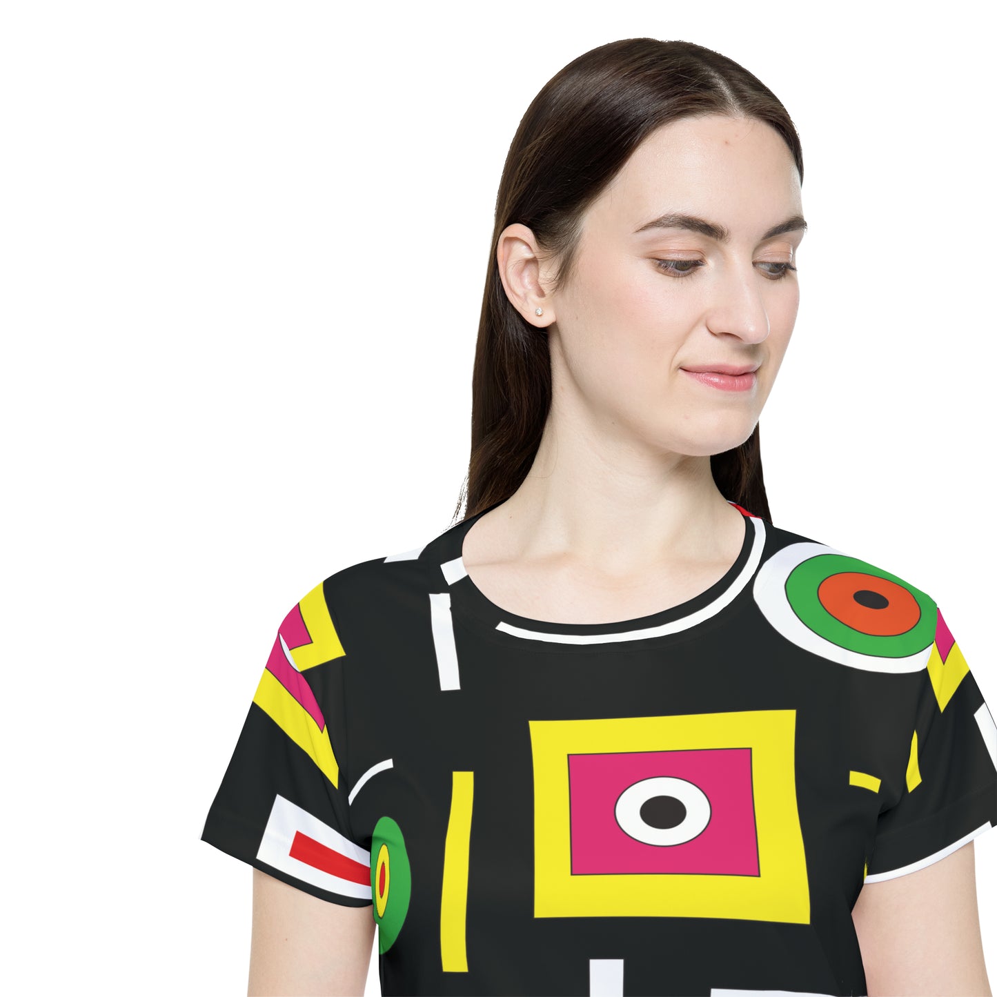 T-Shirt aus Poly-Jersey mit abstrakten Drucken