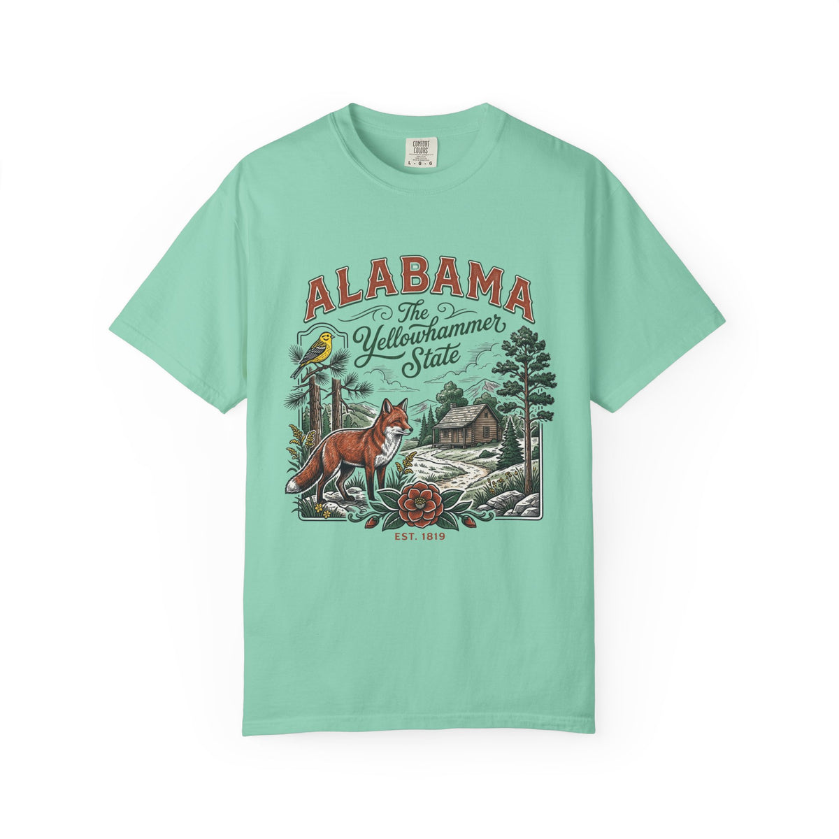 Alabama Graphic Unisex Heavyweight Garment-Dyed Travel Tourist Graphic Gift Tee 100 Cotton Comfort Colors T-Shirt