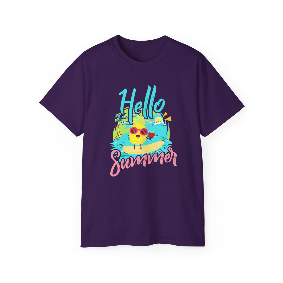 Hello Summer chick graphic Tee | Summer beach sun illustration