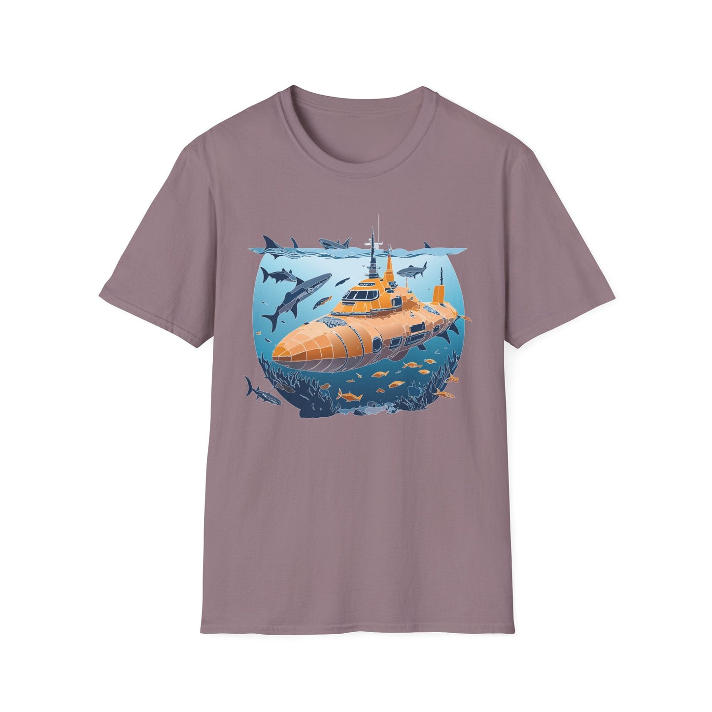 Ocean Graphic Tee Shirt Unisex Softstyle 64000 Gildan Lightweight Breathable Ocean Design U Boat
