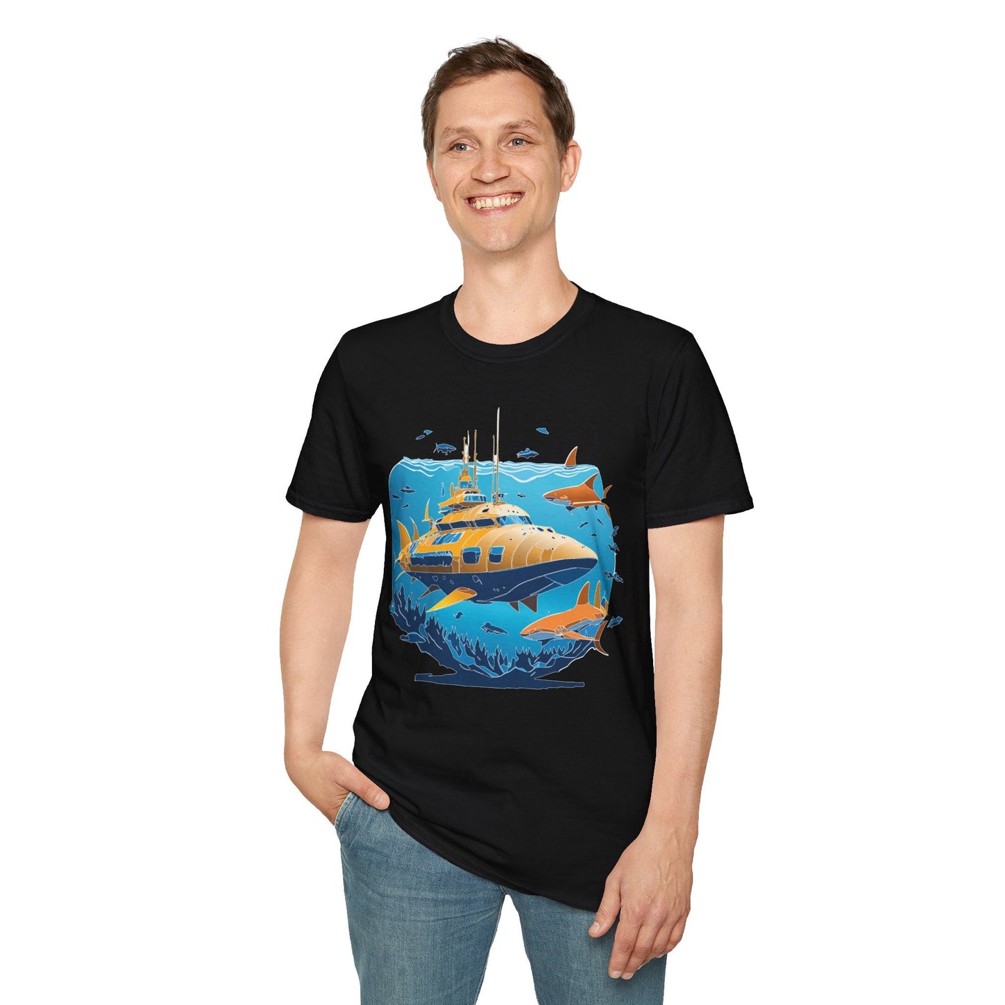 Ocean T Shirt Unisex Gildan Softstyle 64000 100 Percent Cotton Ring Spun U Boat Design Graphic