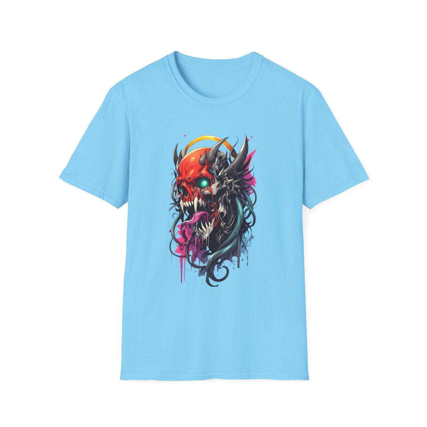 Skull Tee Shirt Unisex Skeleton Art Design Gildan Softstyle 64000 100 Percent Ring Spun Cotton