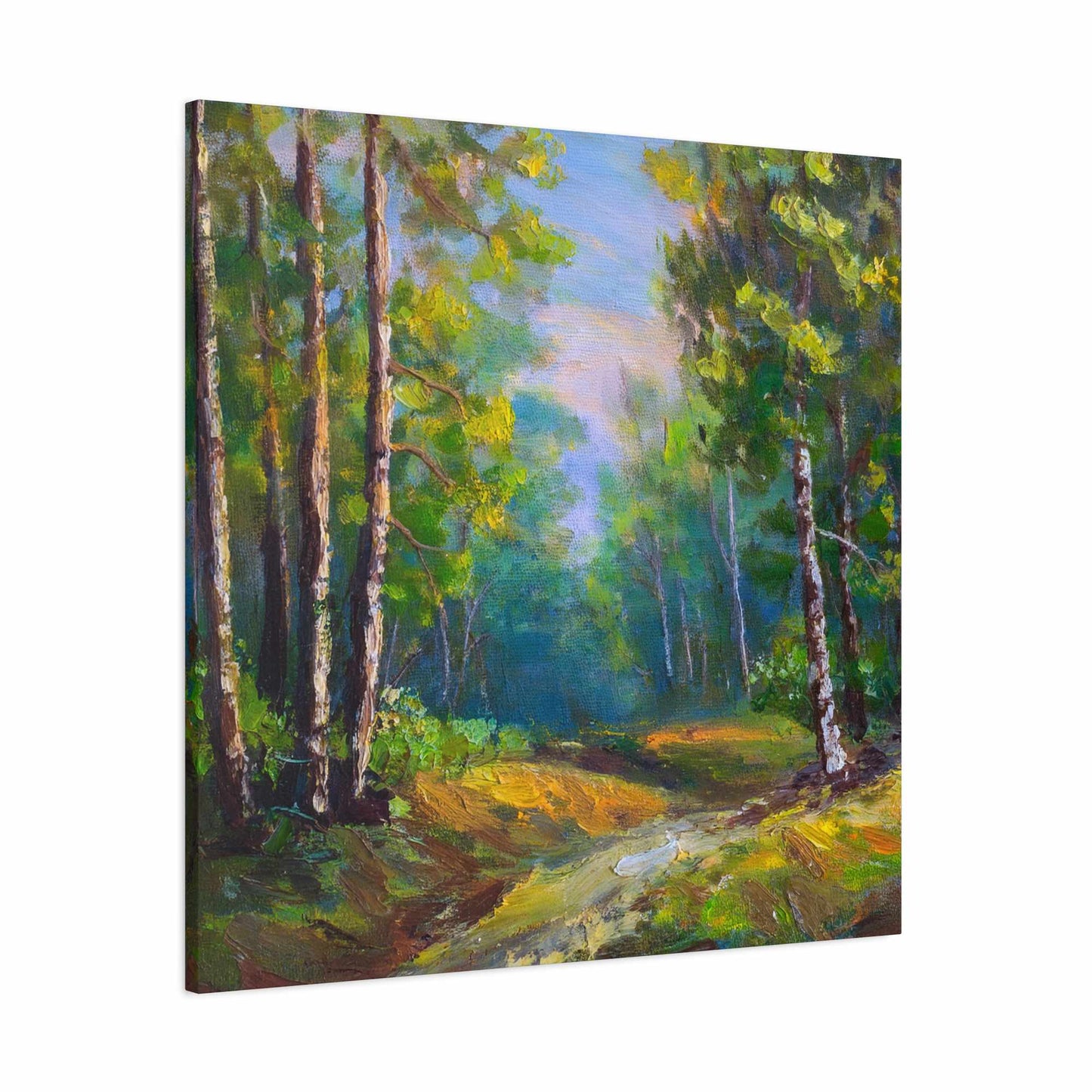 Summer Forest Print Canvas, Oil Paint Print 20x20, 24x24, 30x30, 32x32, 36x36 Art Design Print Pine-Wood Inner Frame MC-86